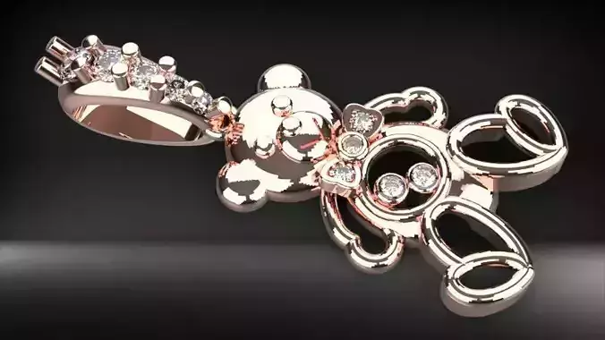 Heart Teddy Bear Pendant  3D print model Heart Teddy Bear Pendant  3D print model