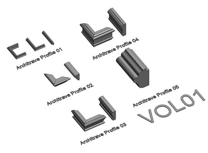Architrave profile Vol01 Revit Parametric family 3D model
