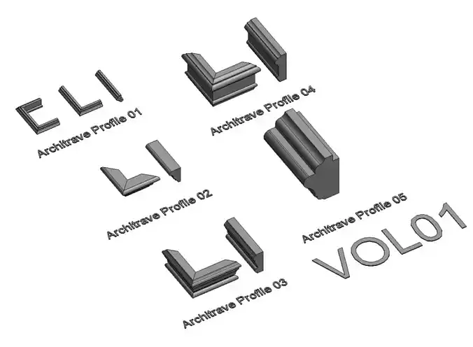Architrave profile Vol01 Revit Parametric family 3D model
