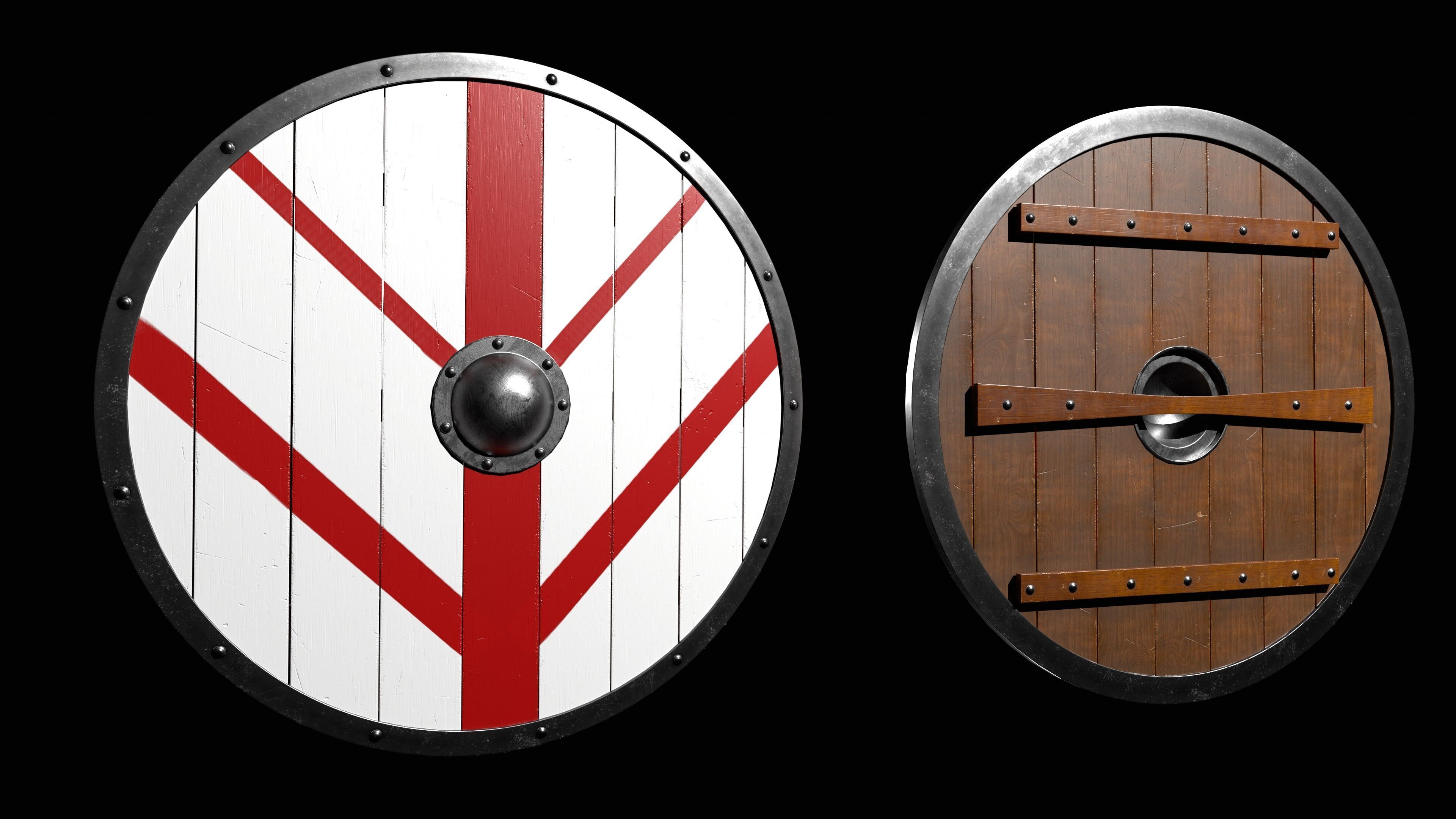 10 shields pack Low-poly 3D model_3