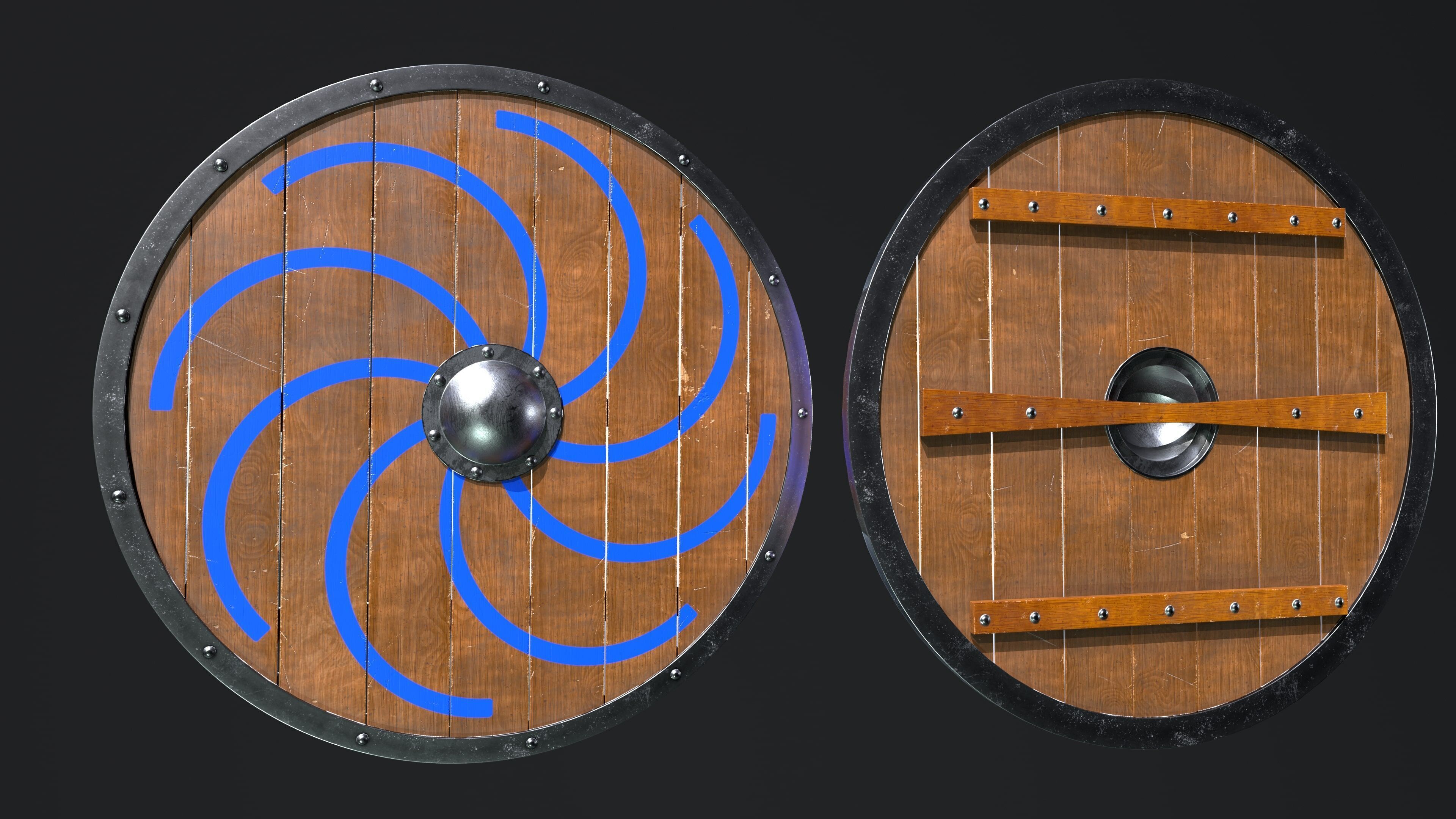 10 shields pack Low-poly 3D model_5