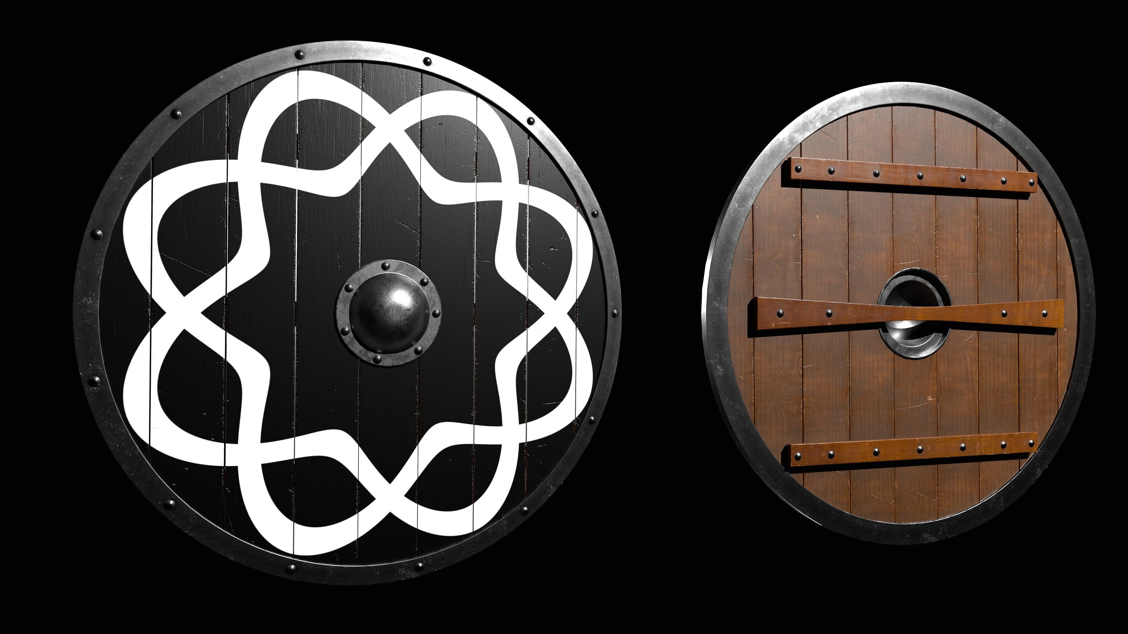 10 shields pack Low-poly 3D model_6