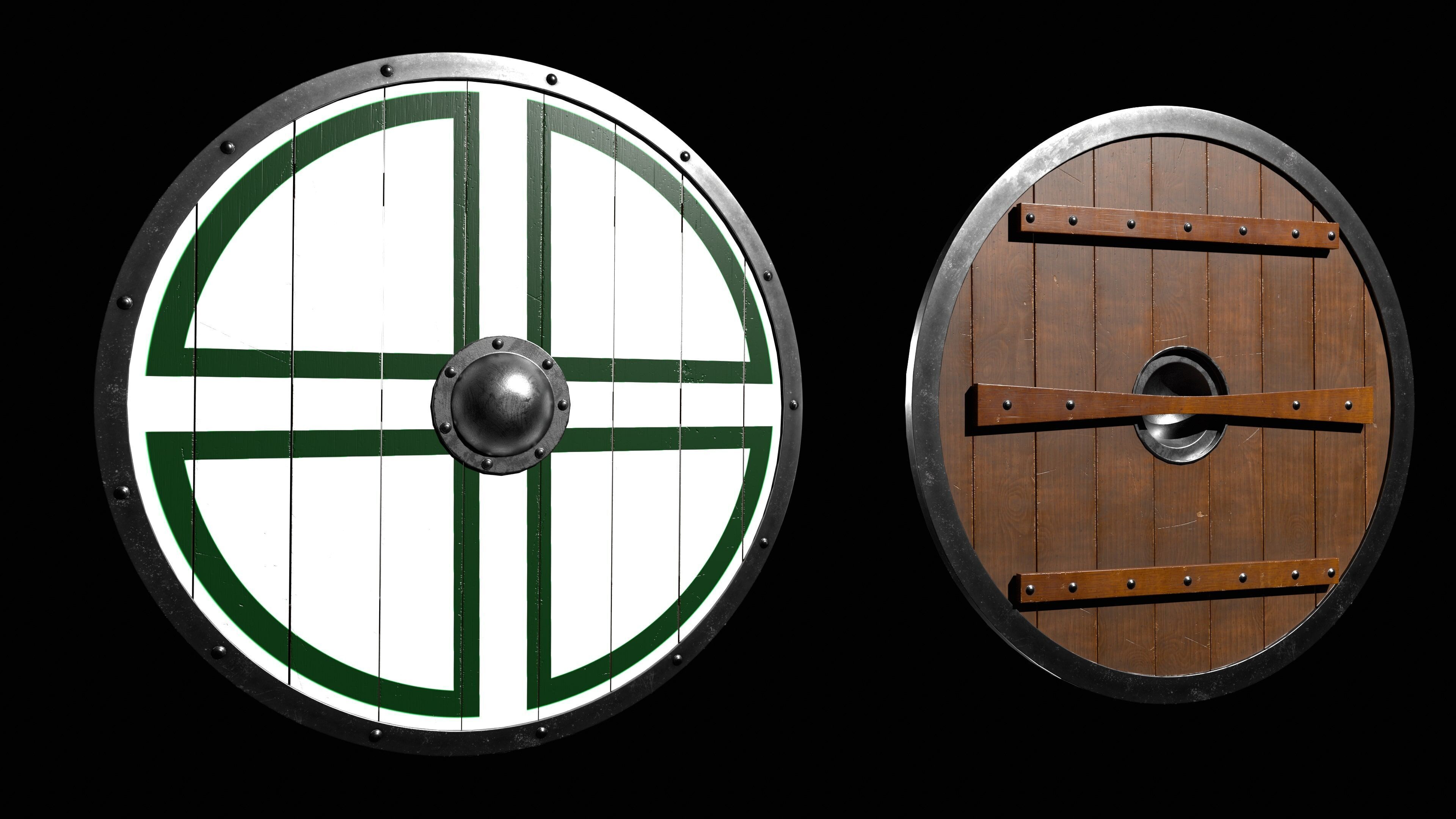 10 shields pack Low-poly 3D model_11