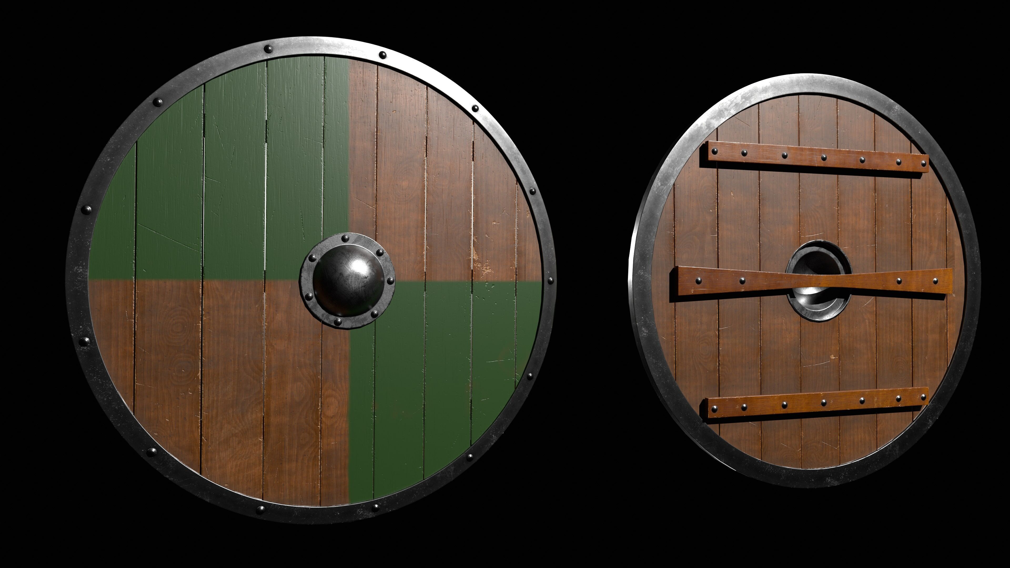 10 shields pack Low-poly 3D model_7