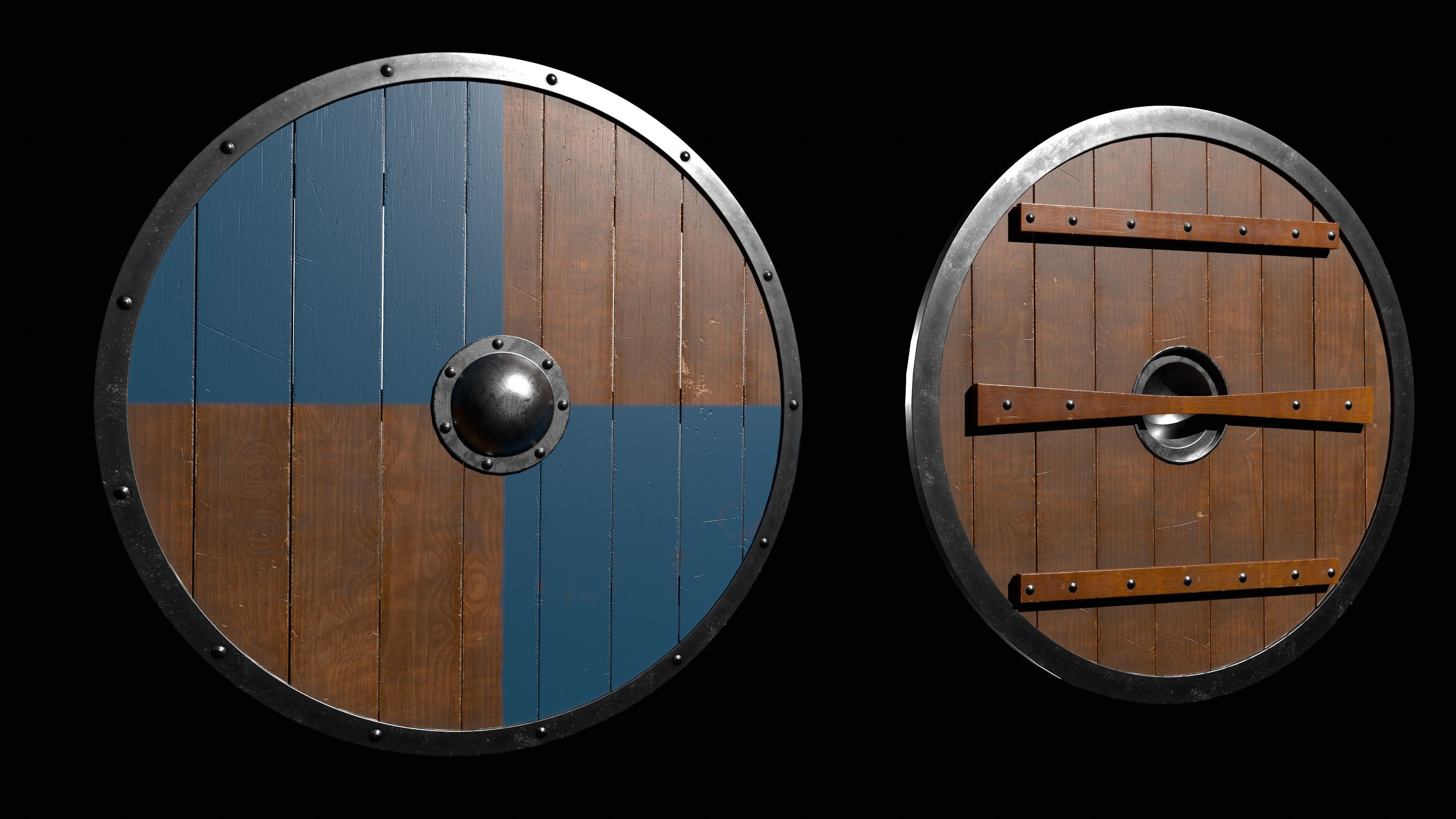 10 shields pack Low-poly 3D model_9