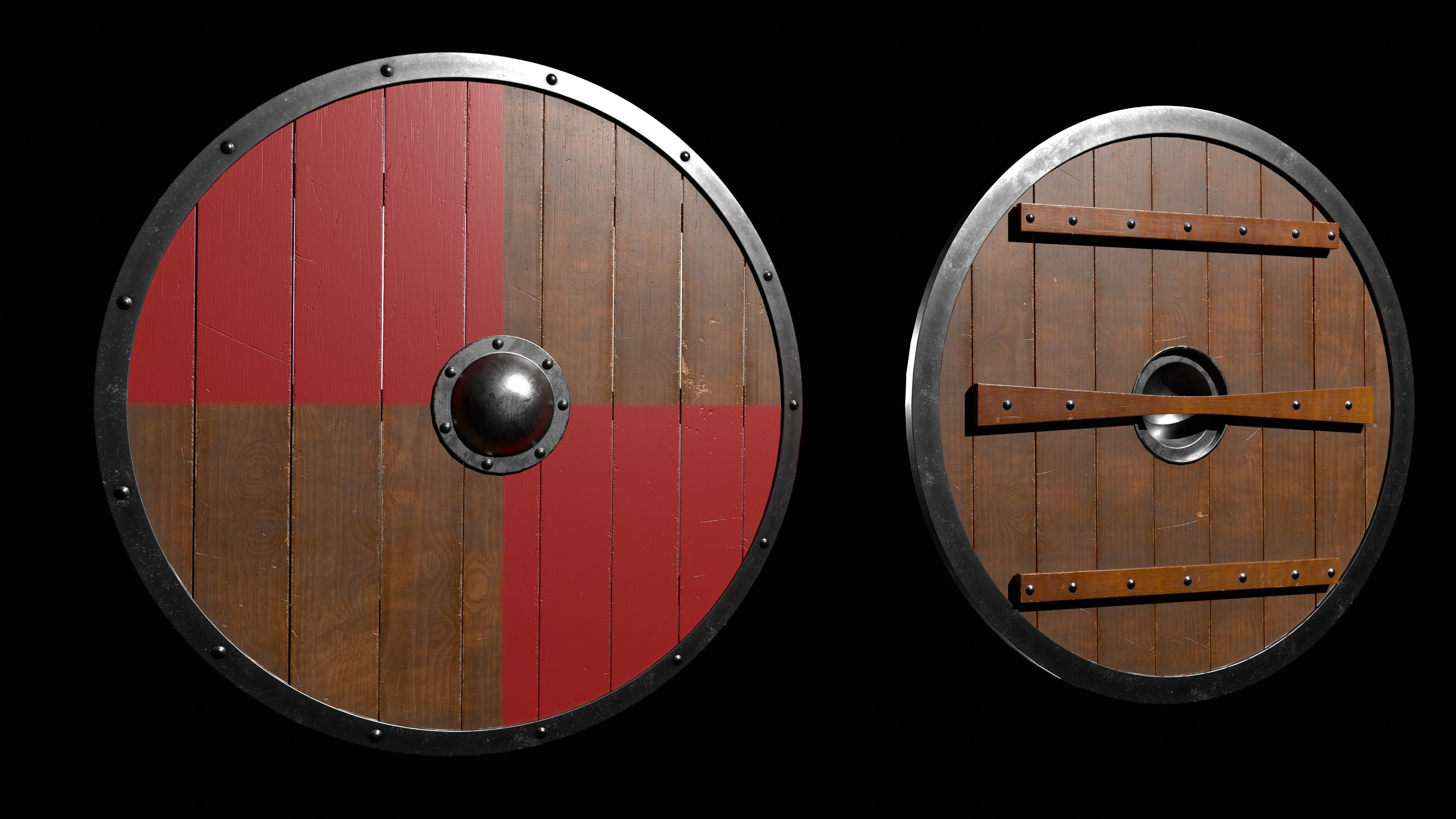 10 shields pack Low-poly 3D model_4