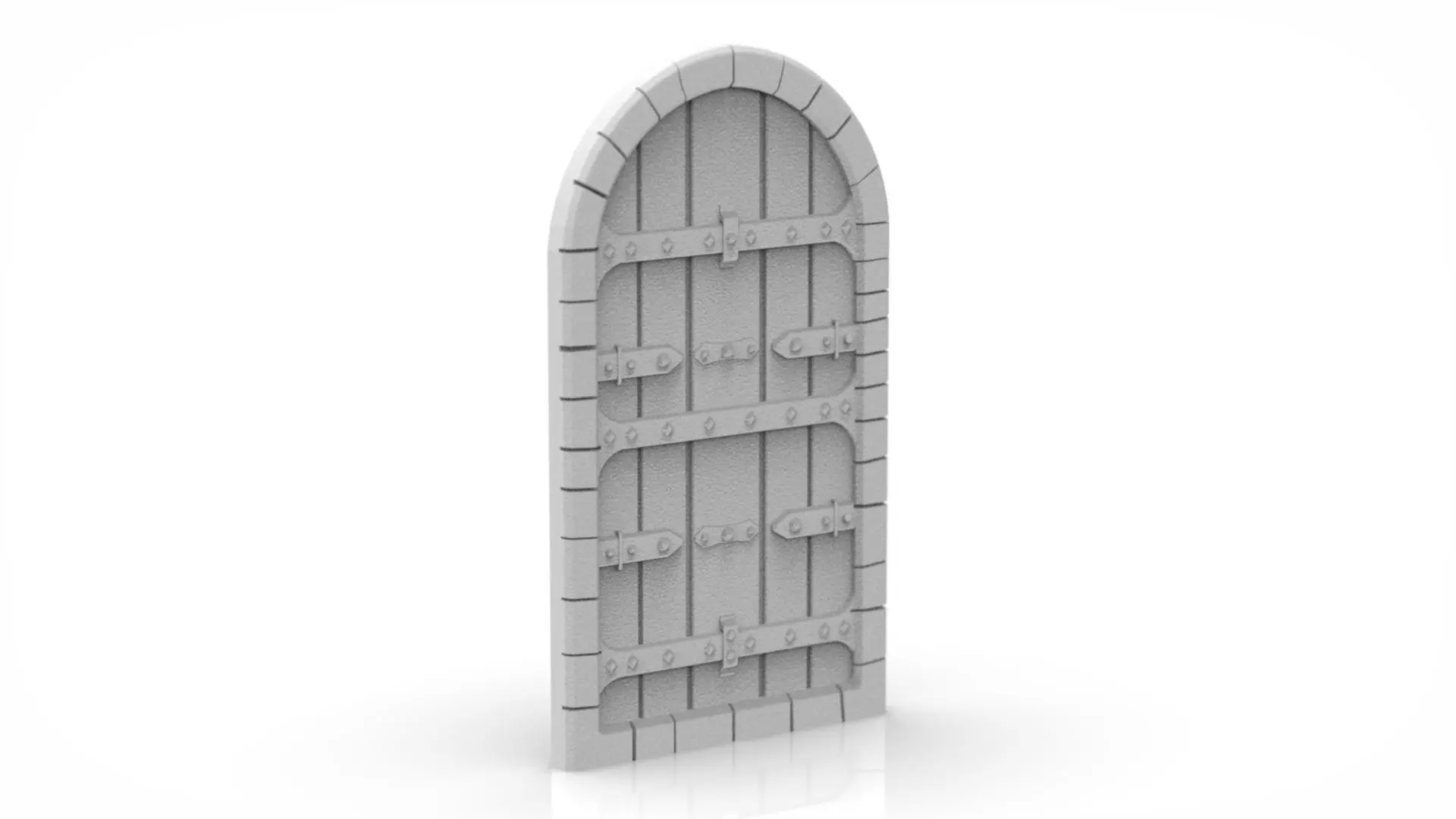 Medieval Wooden Door with Metal Hinges and Lock 3D print model