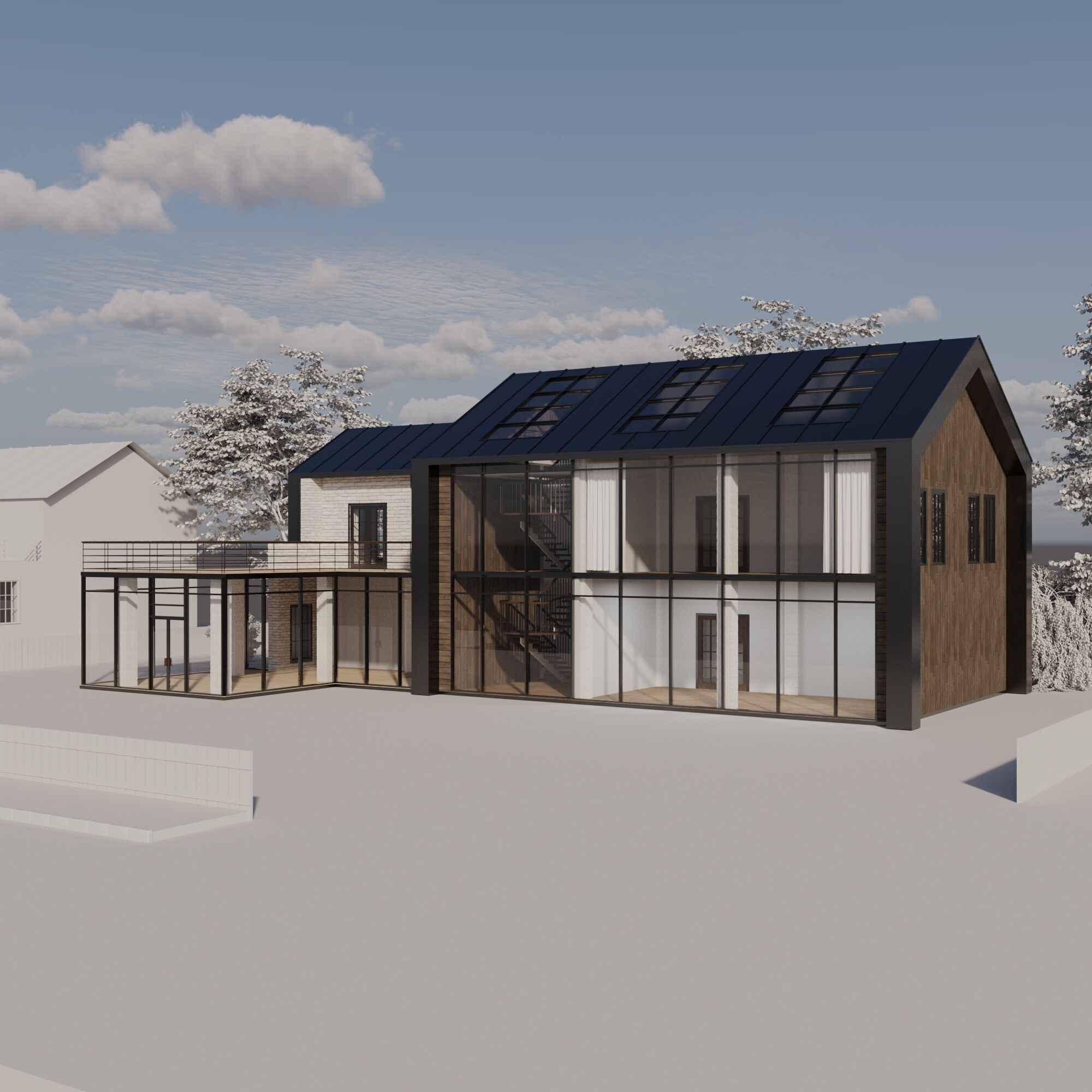 Modern Scandinavian house 3D model_1