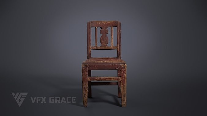 Old Wooden Chair 001 3D model