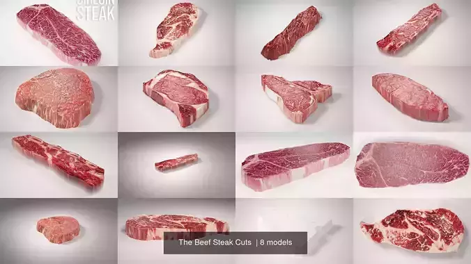 The Beef Steak Cuts  3D Model Collection