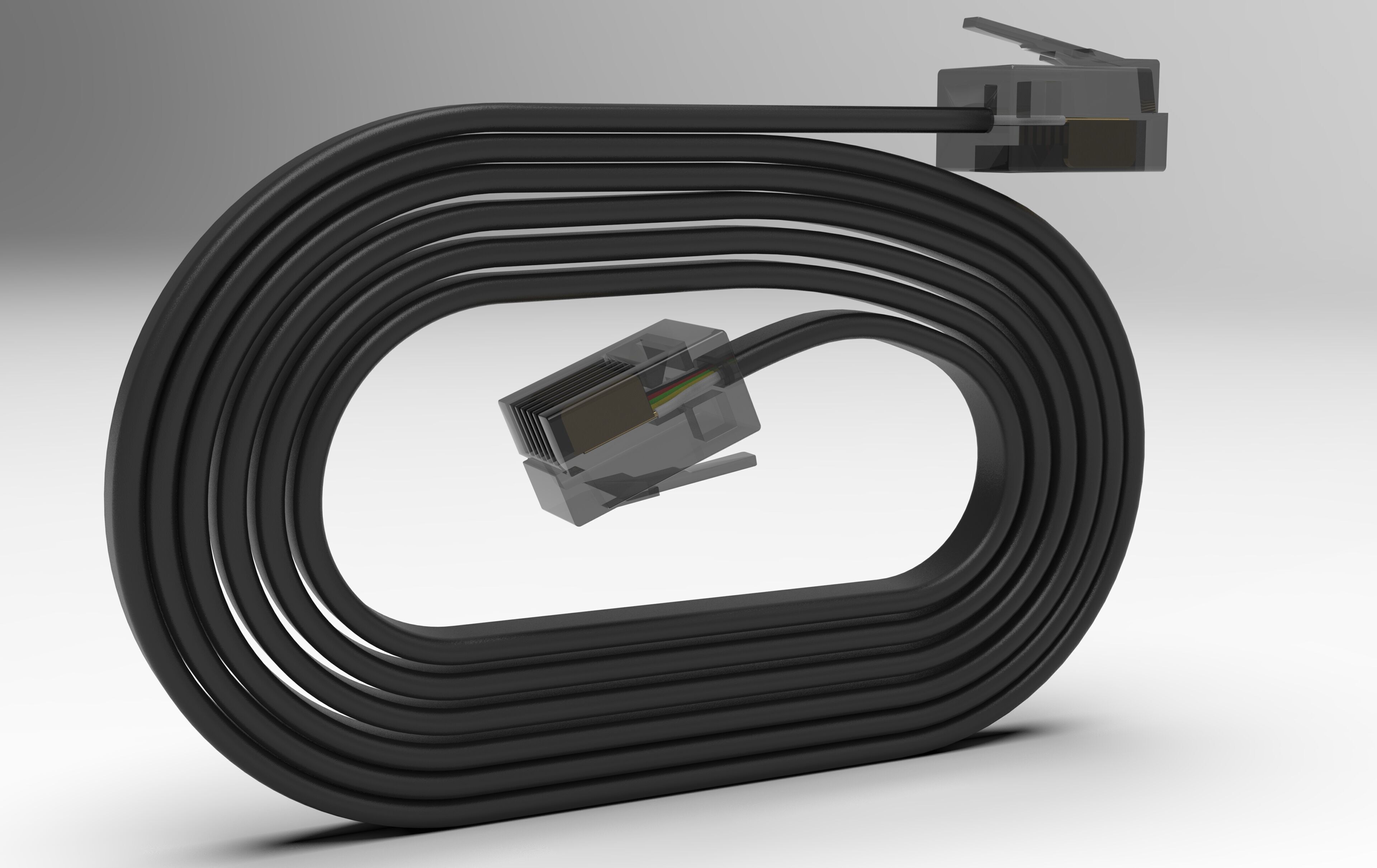 Ethernet Cable Transparent Connector Detailed Internal Cables 3D model_4