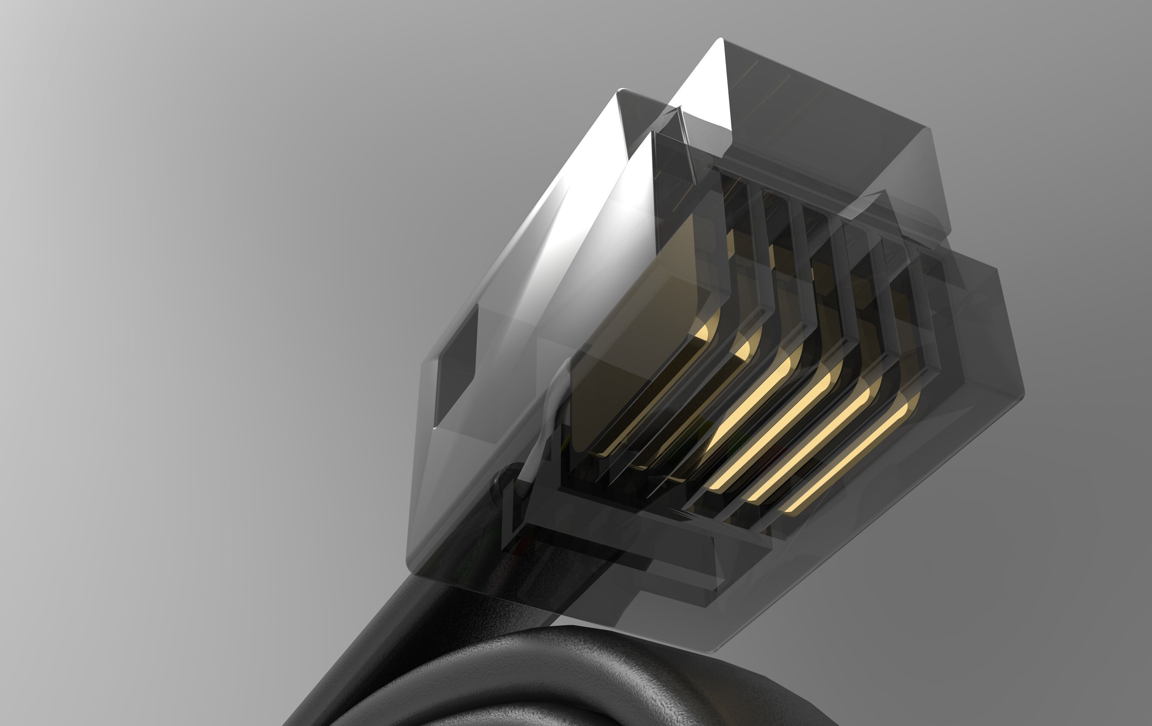 Ethernet Cable Transparent Connector Detailed Internal Cables 3D model_6
