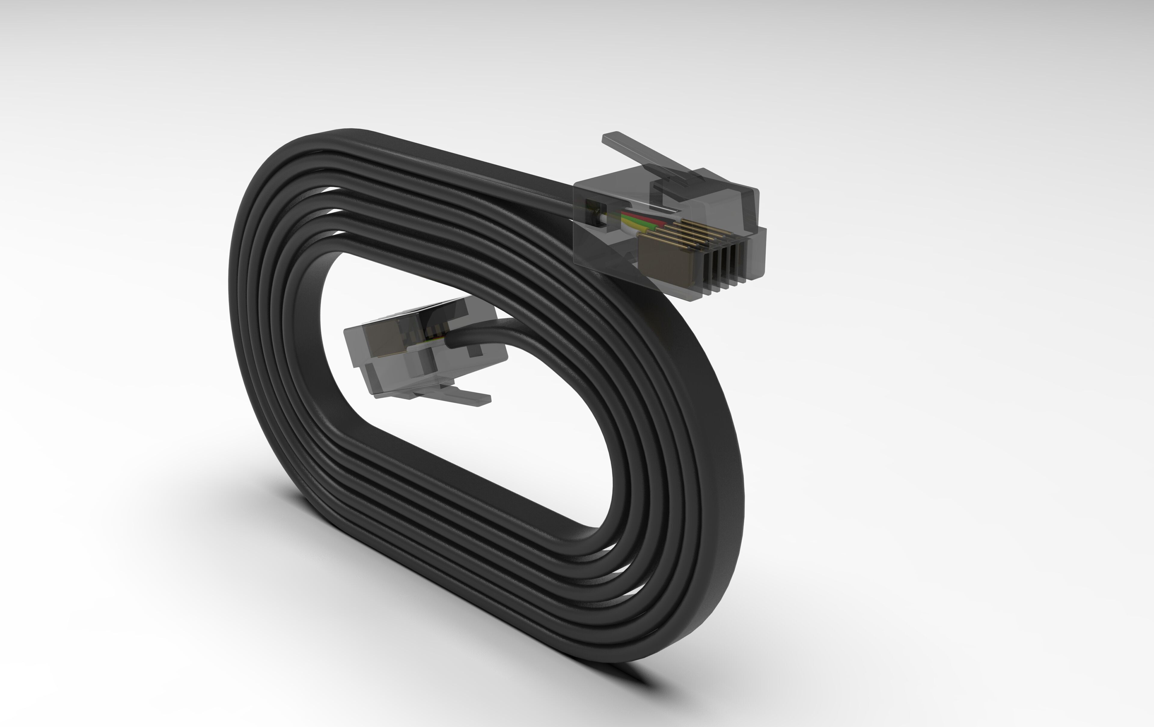Ethernet Cable Transparent Connector Detailed Internal Cables 3D model_3