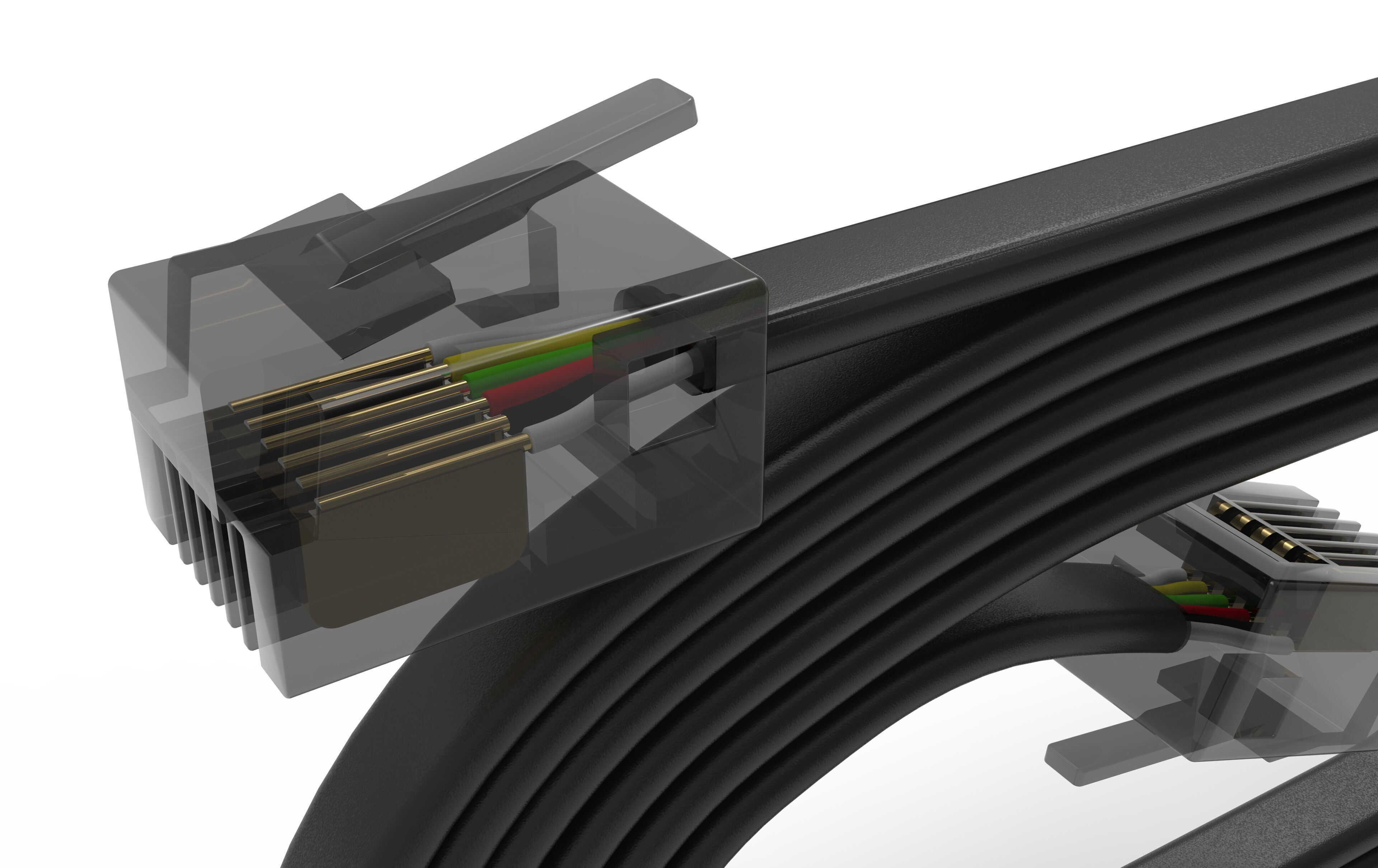 Ethernet Cable Transparent Connector Detailed Internal Cables 3D model_7