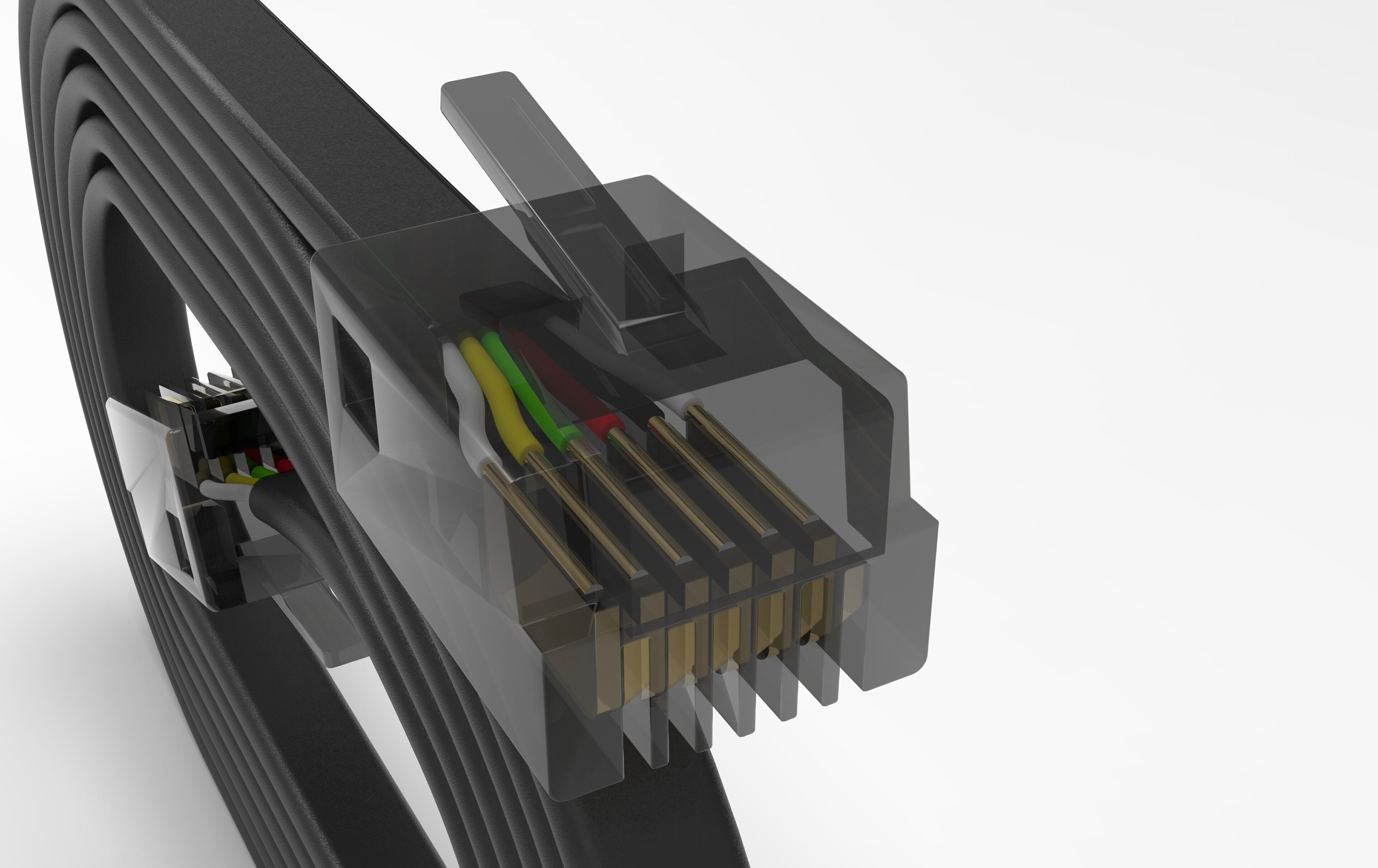 Ethernet Cable Transparent Connector Detailed Internal Cables 3D model_5