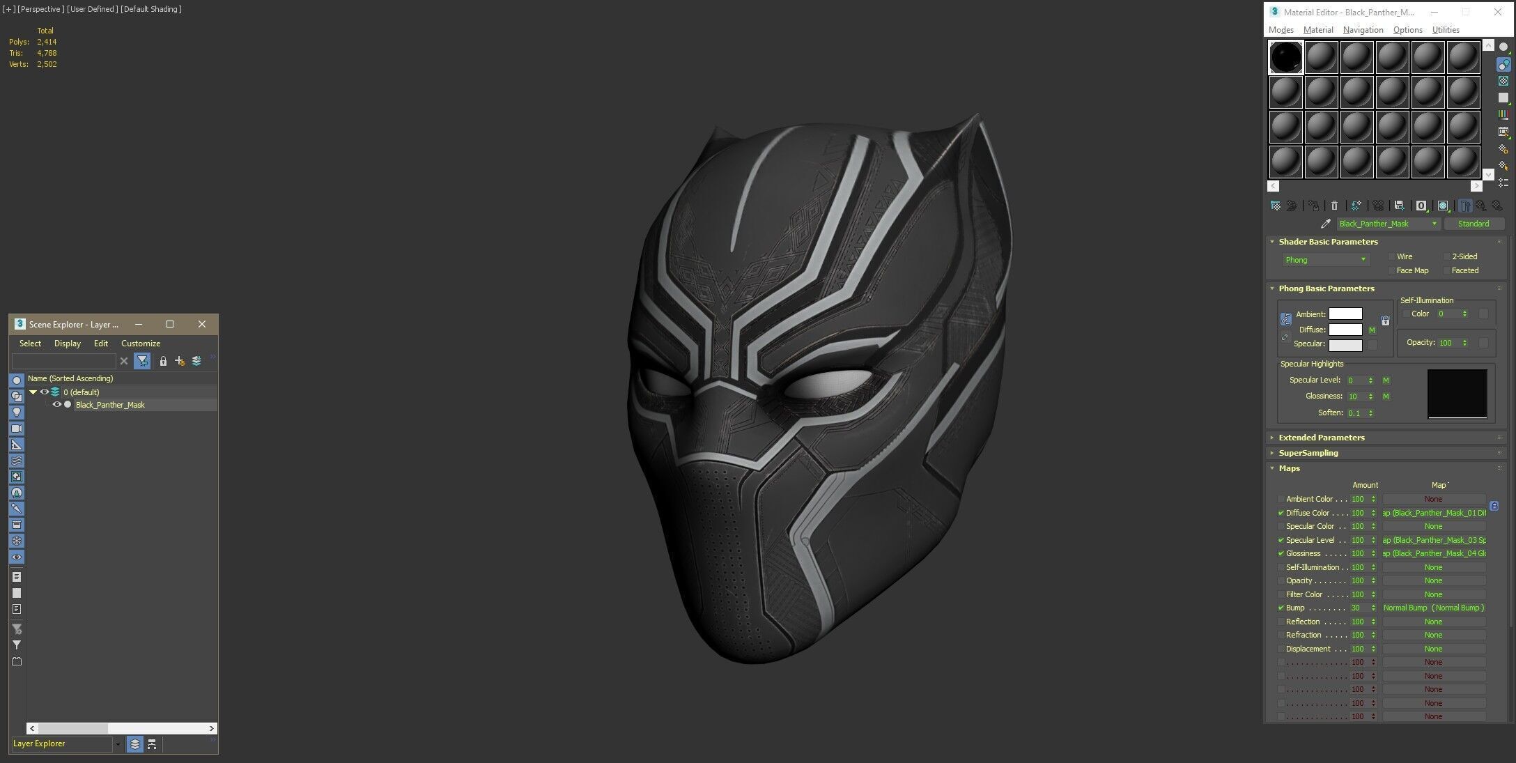 Black Panther Mask Low-poly 3D model_16