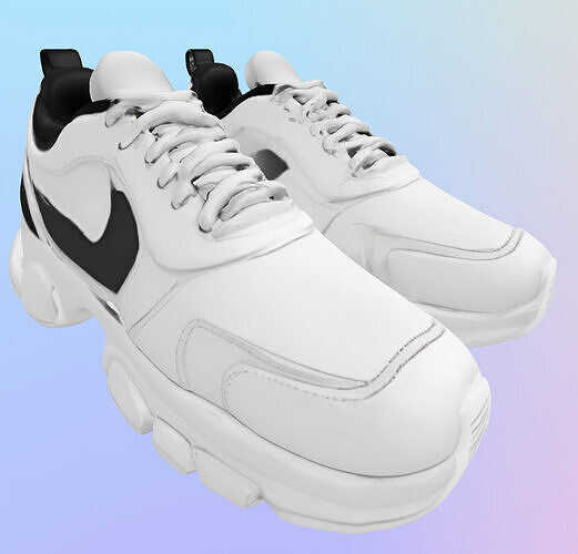 BlackWhite Flex 3D Streetwear Shoes Low-poly 3D model