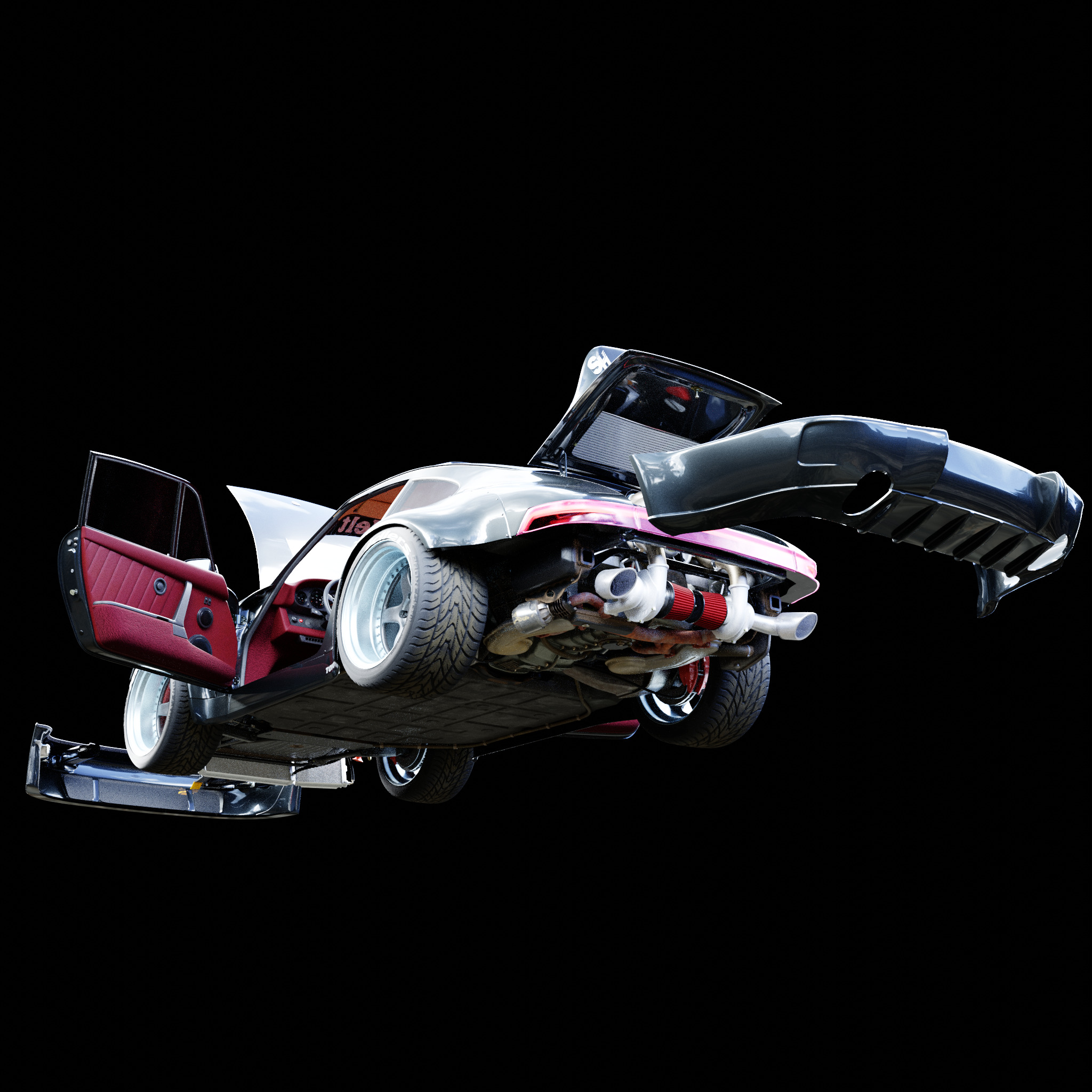 RWB-Inspired Porsche 964 Turbo - Detailed Model Low-poly 3D model_7