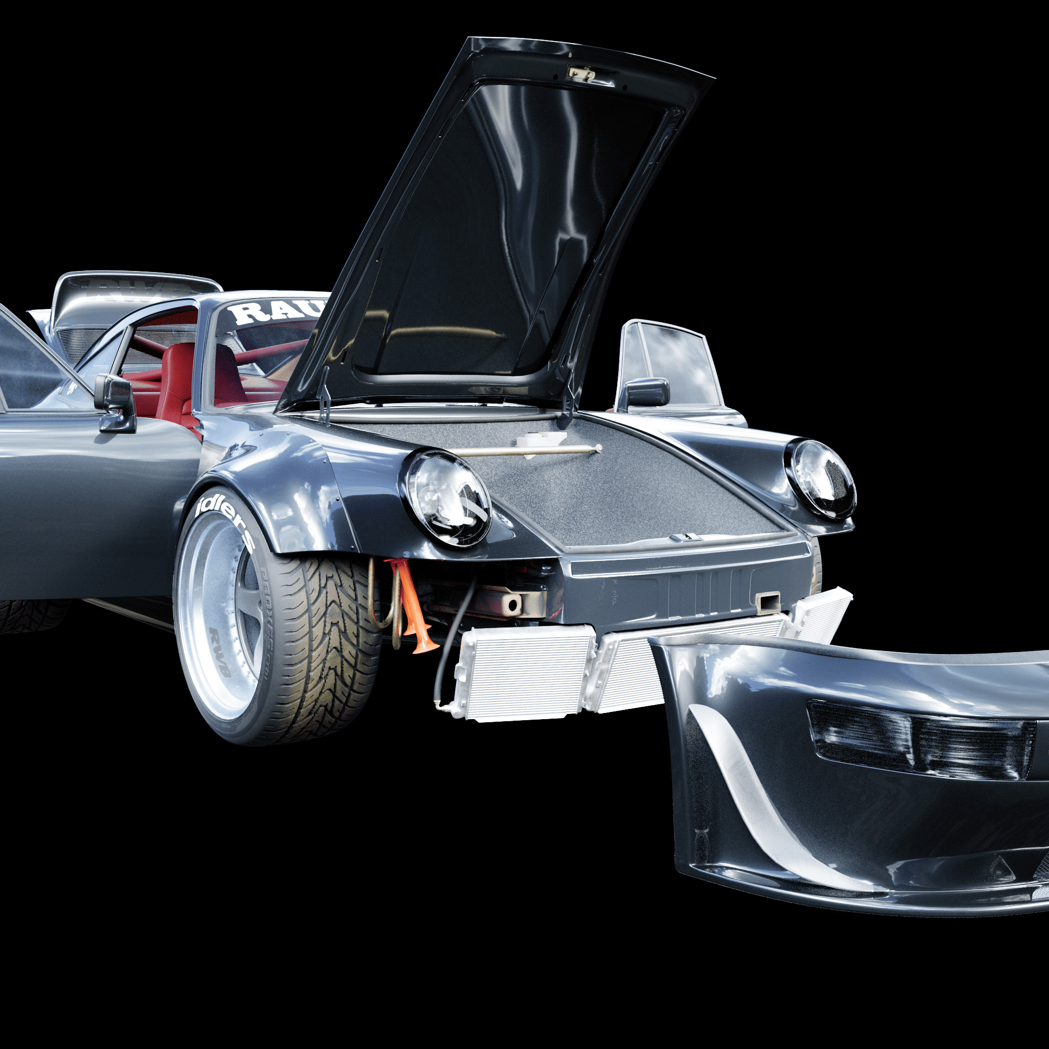 RWB-Inspired Porsche 964 Turbo - Detailed Model Low-poly 3D model_8