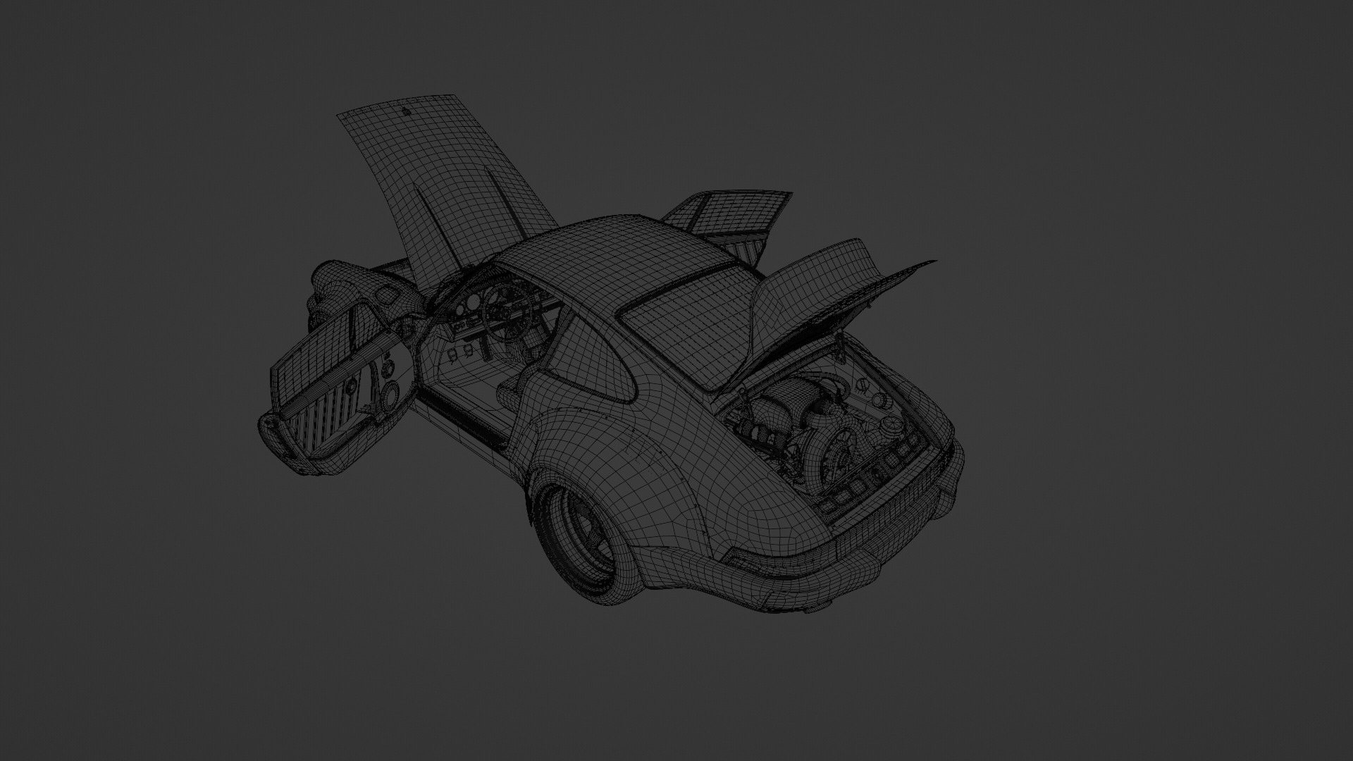RWB-Inspired Porsche 964 Turbo - Detailed Model Low-poly 3D model_15