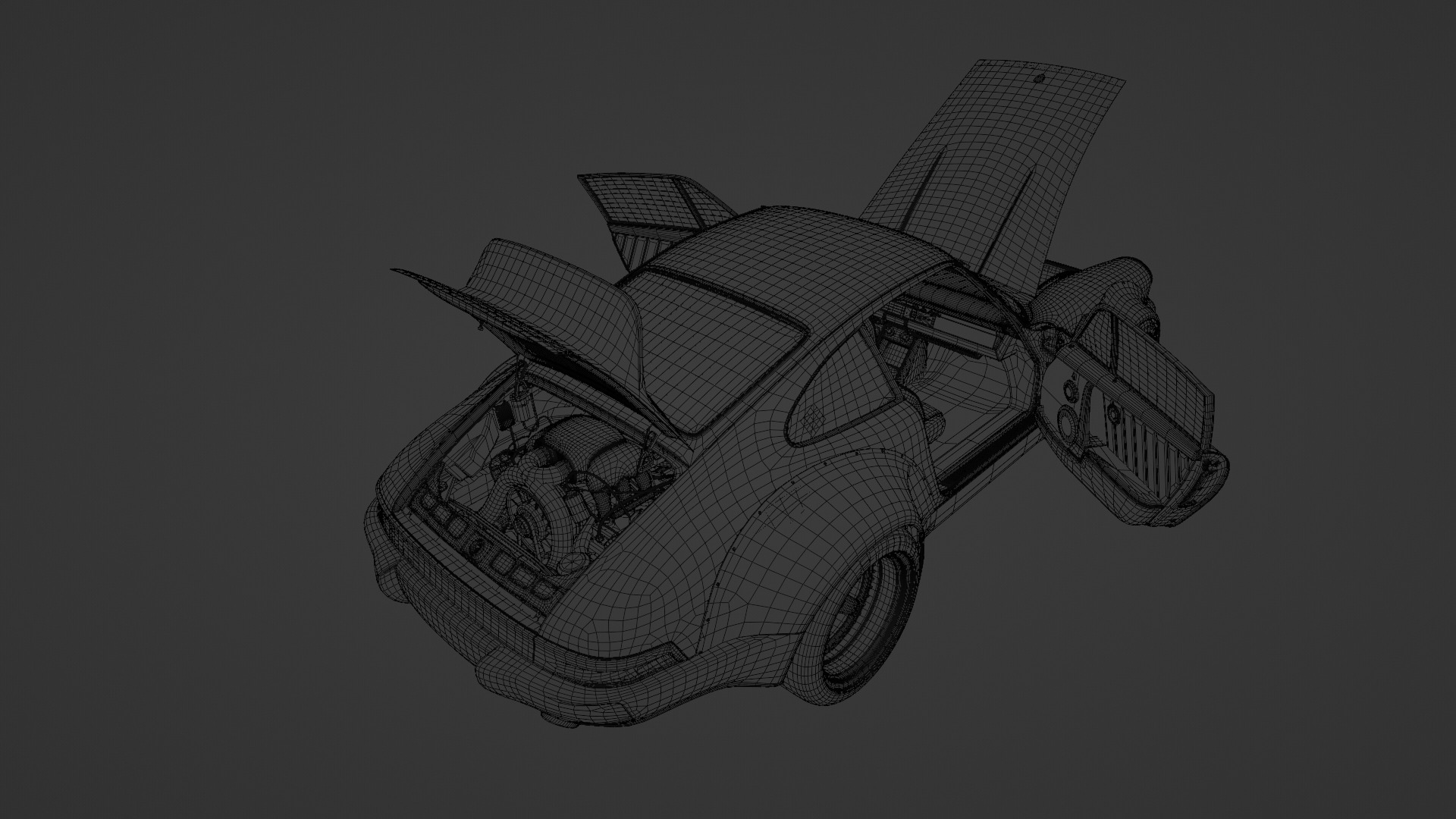 RWB-Inspired Porsche 964 Turbo - Detailed Model Low-poly 3D model_18