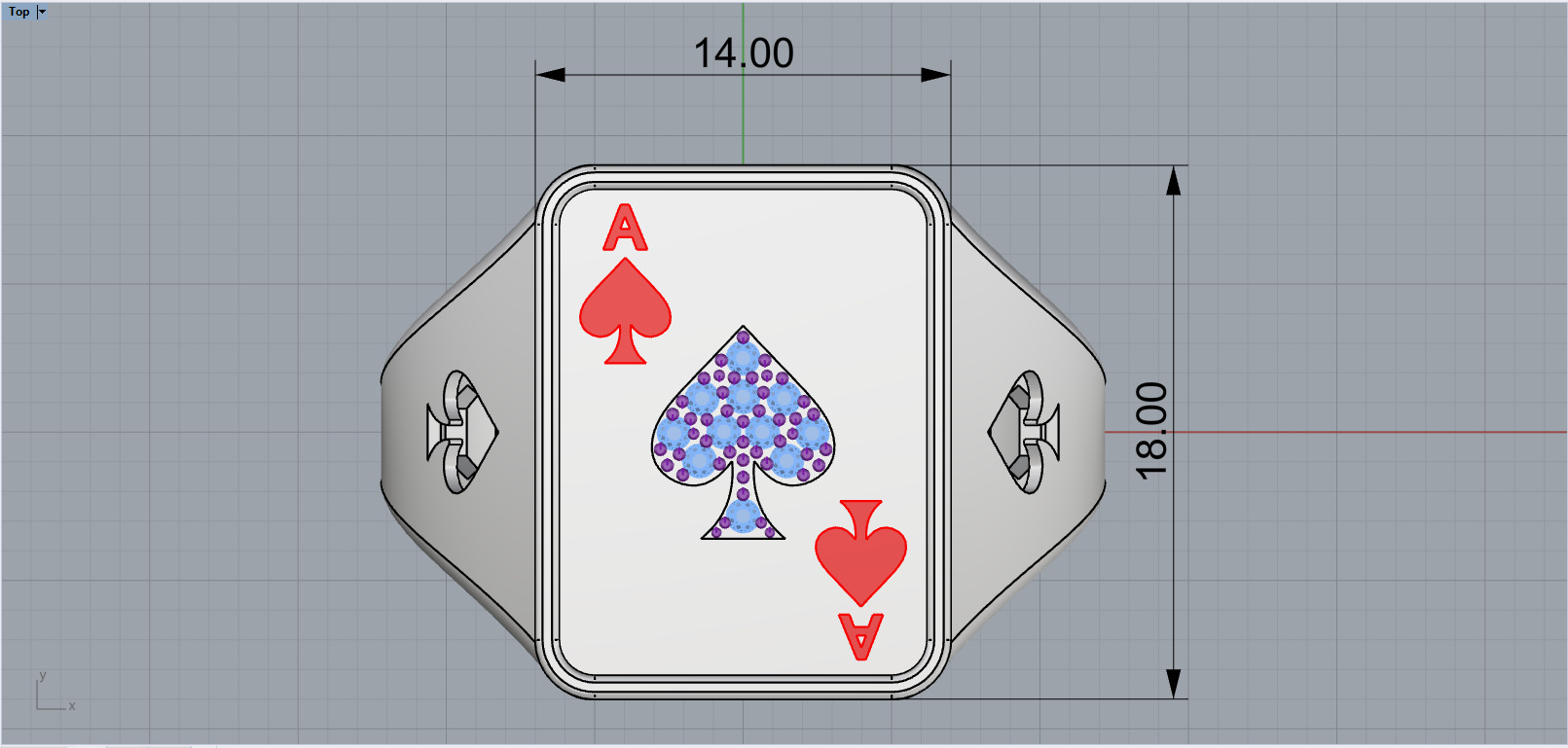 spades playing card ring with gems model 796 3D print model_8