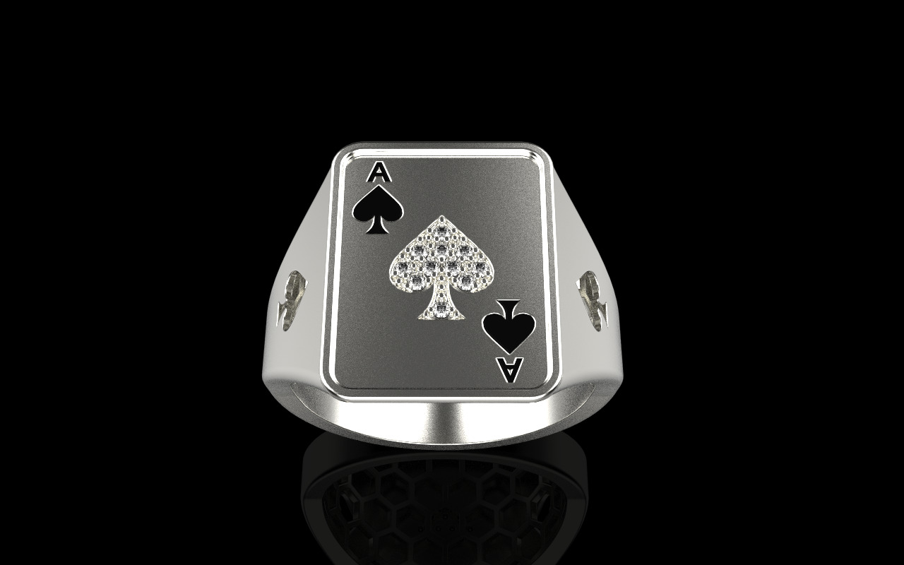 spades playing card ring with gems model 796 3D print model_18