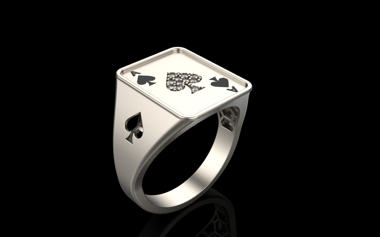 spades playing card ring with gems model 796 3D print model_23
