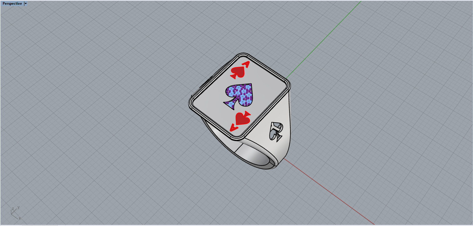 spades playing card ring with gems model 796 3D print model_11
