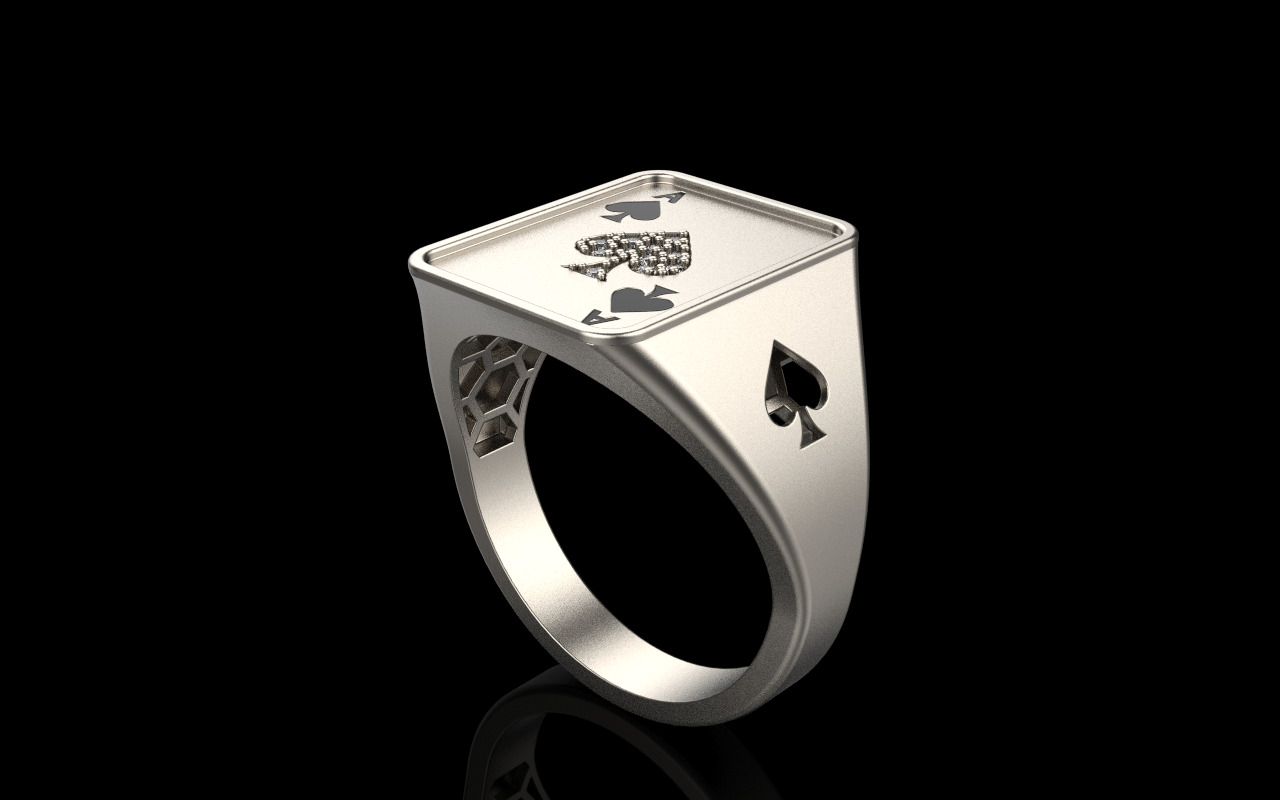 spades playing card ring with gems model 796 3D print model_27