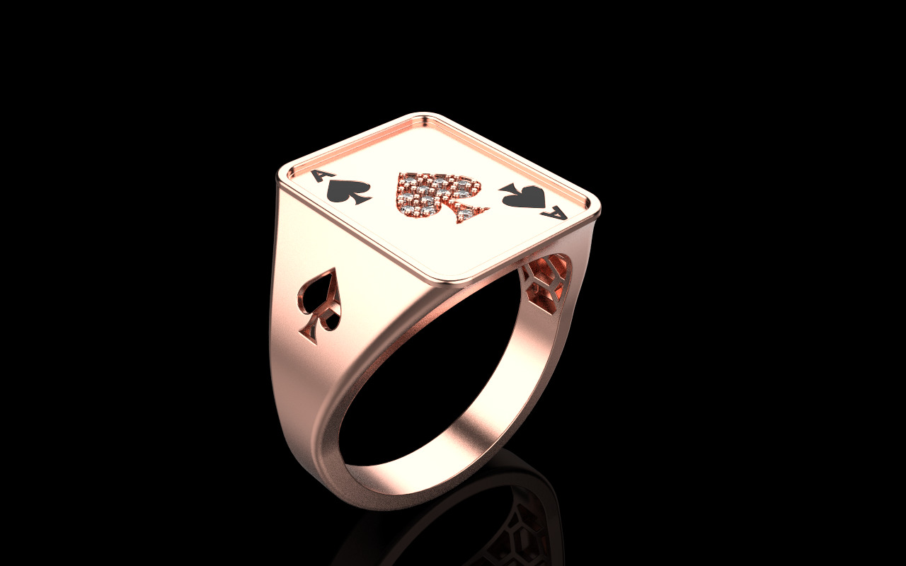 spades playing card ring with gems model 796 3D print model_22