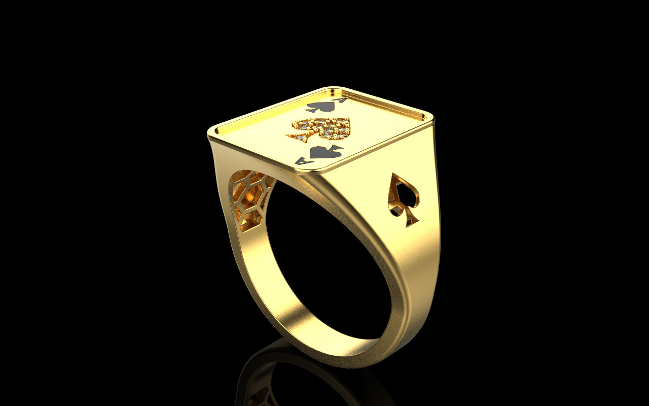 spades playing card ring with gems model 796 3D print model_25