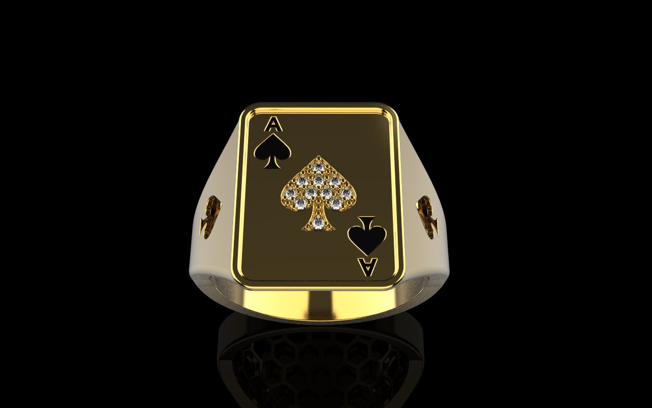 spades playing card ring with gems model 796 3D print model_19