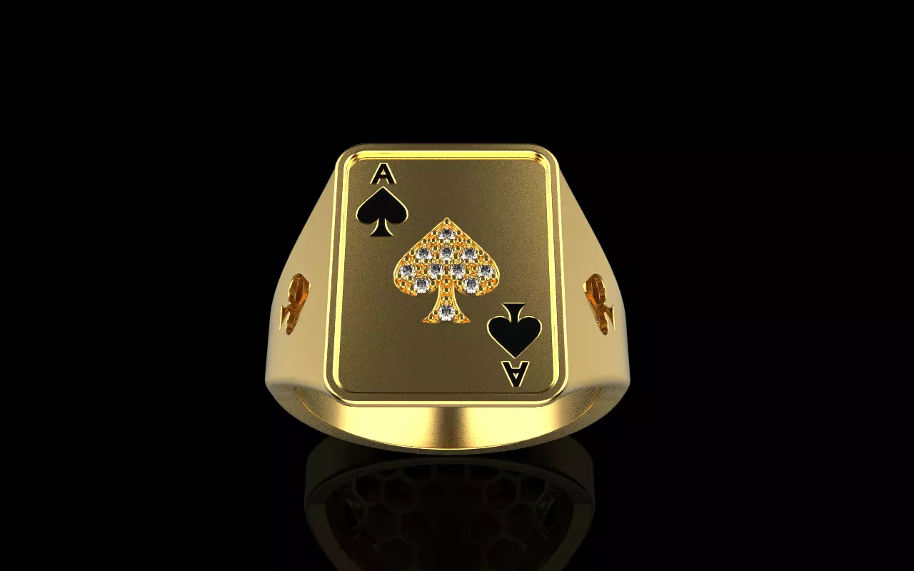 spades playing card ring with gems model 796 3D print model_0