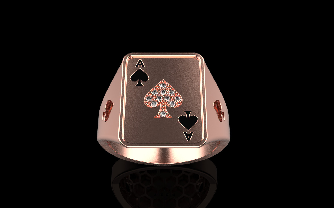 spades playing card ring with gems model 796 3D print model_14