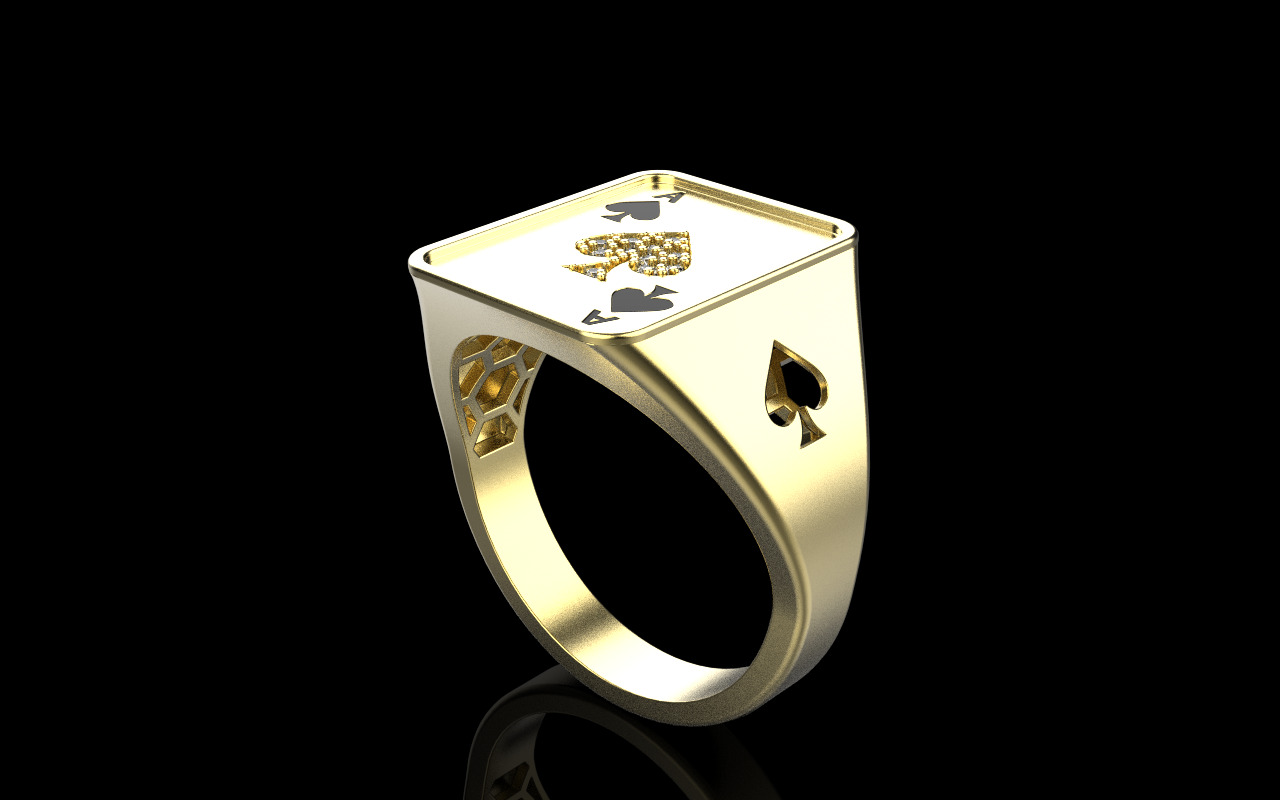 spades playing card ring with gems model 796 3D print model_26