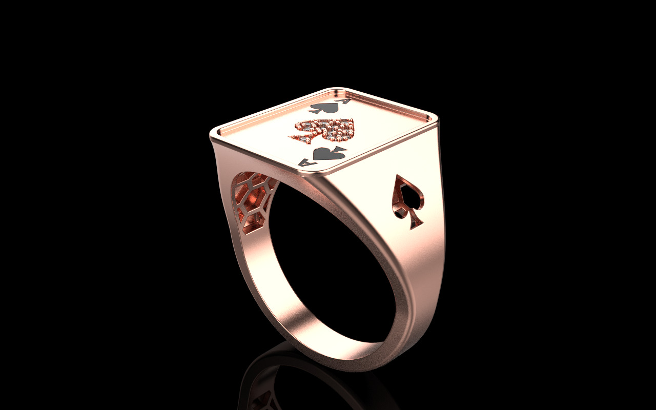 spades playing card ring with gems model 796 3D print model_28