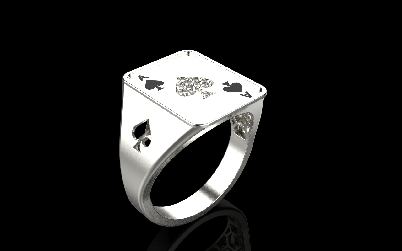 spades playing card ring with gems model 796 3D print model_1