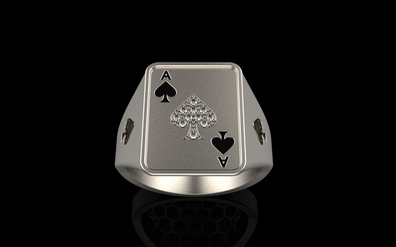 spades playing card ring with gems model 796 3D print model_15