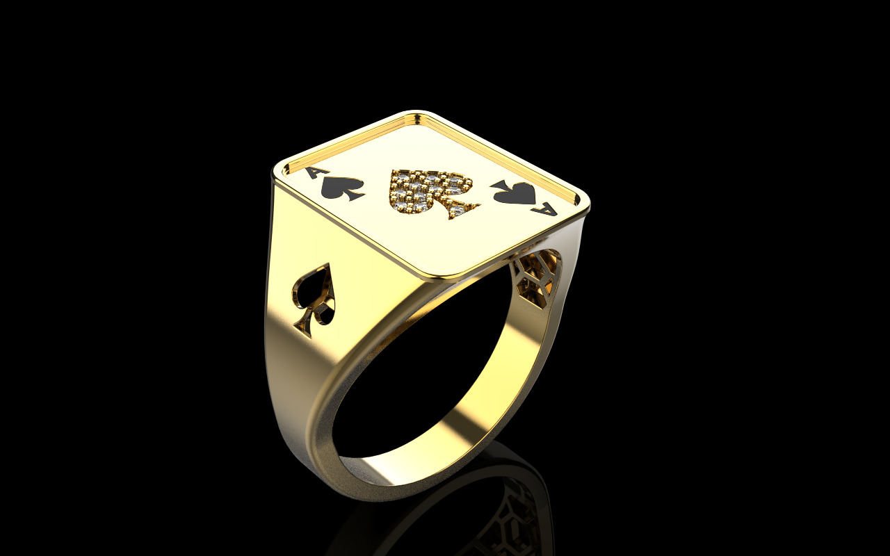 spades playing card ring with gems model 796 3D print model_24