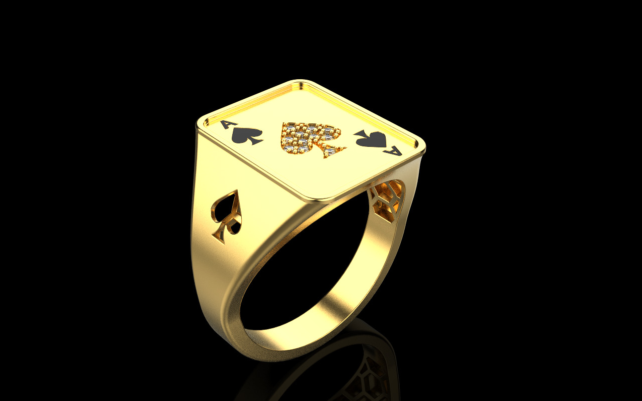 spades playing card ring with gems model 796 3D print model_21