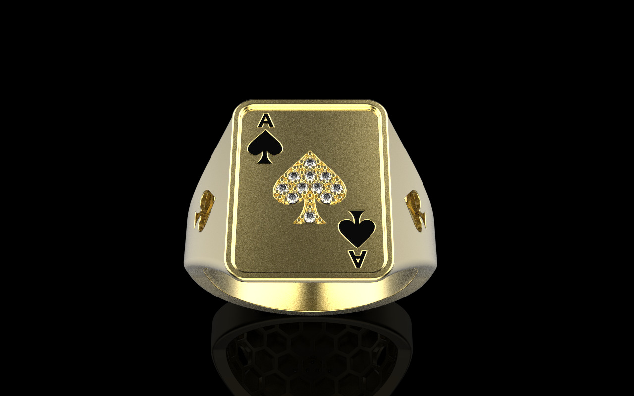 spades playing card ring with gems model 796 3D print model_13