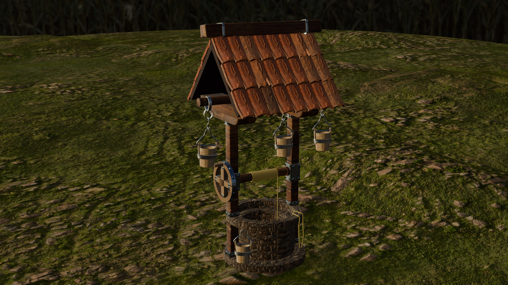 Pozo de Agua Low-poly 3D model_1