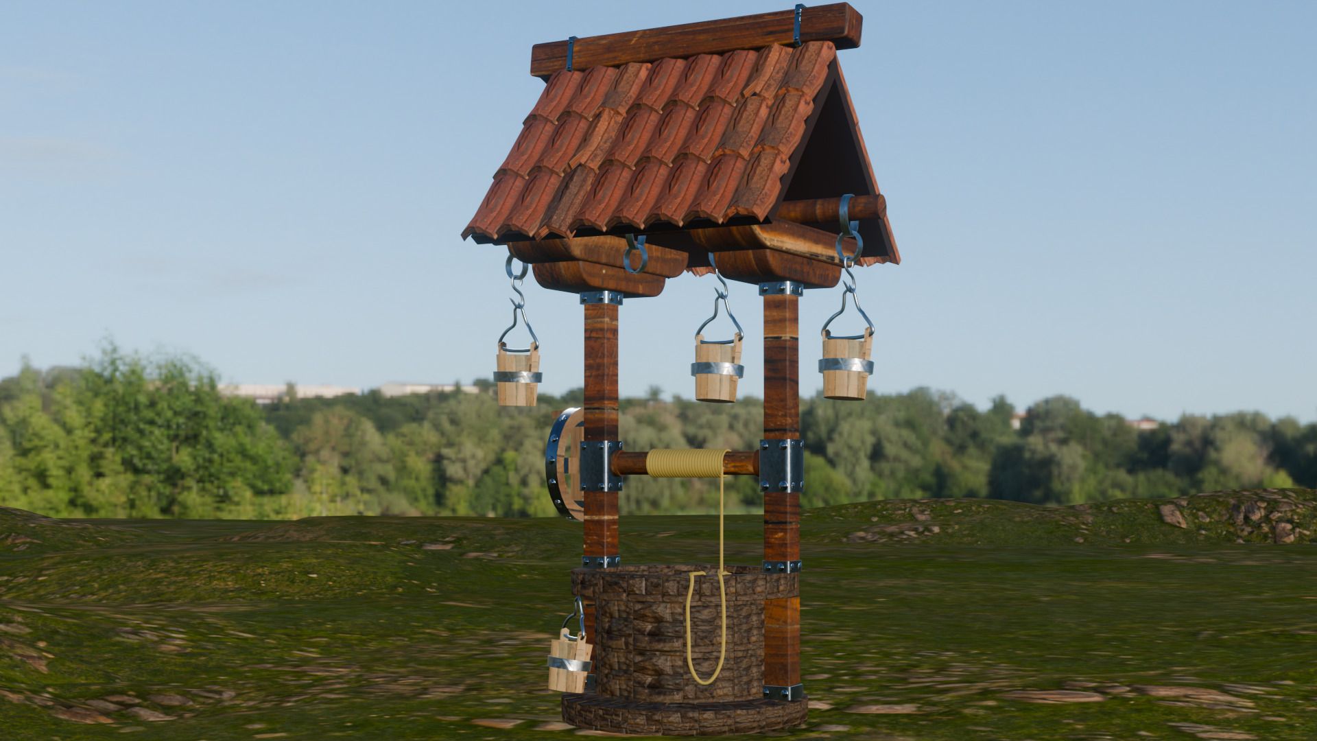 Pozo de Agua Low-poly 3D model_2