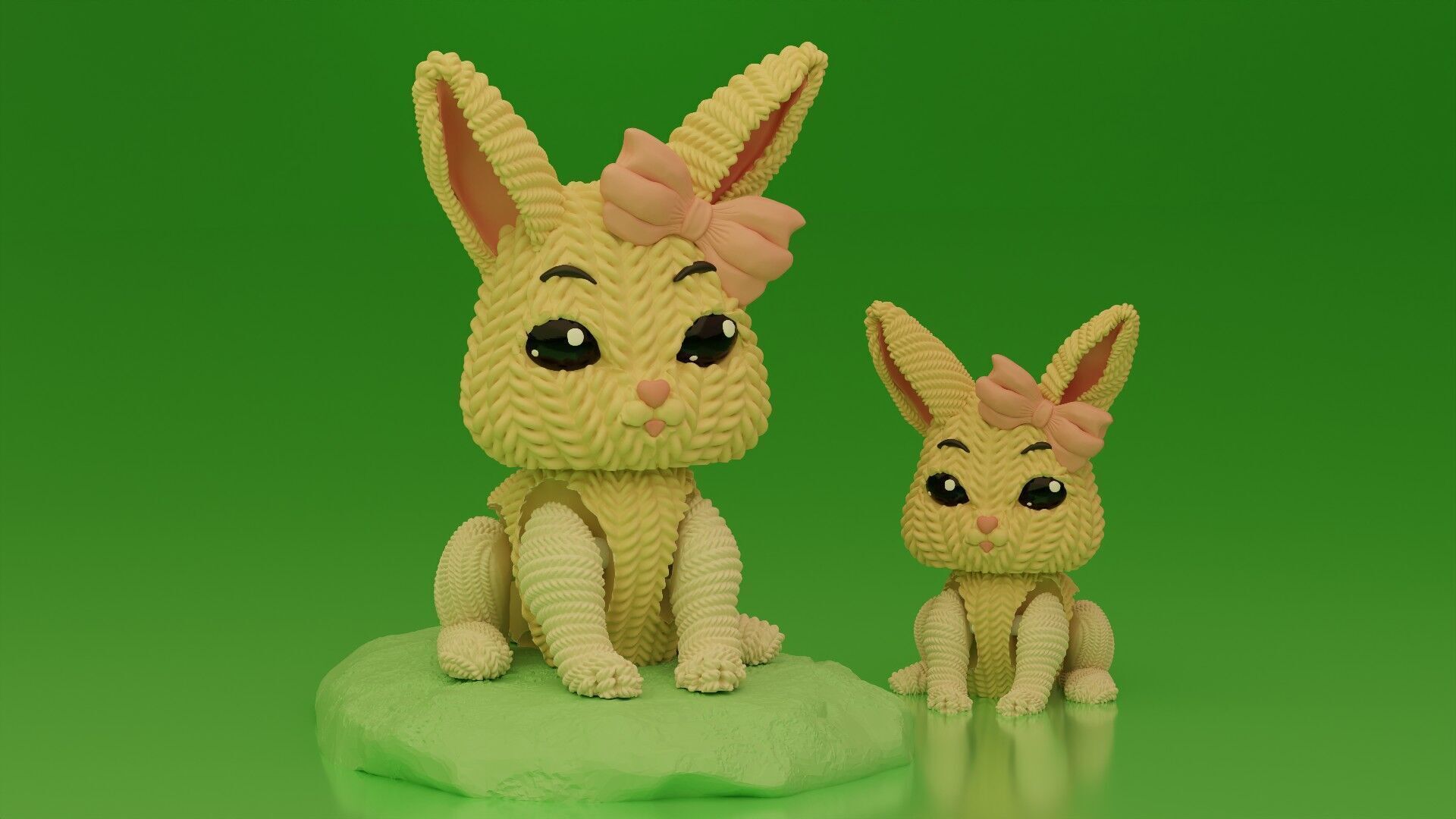 Crochet Articulated Bunny - painted 3mf 3D print model_1