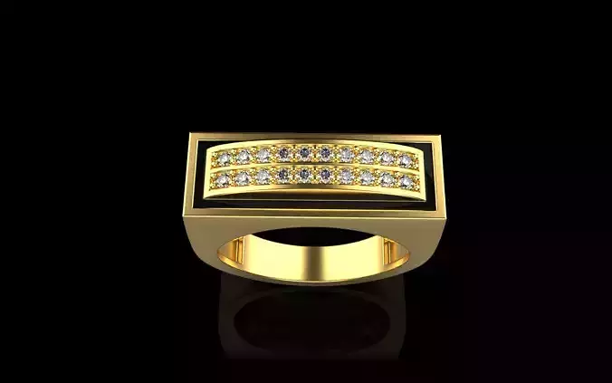 enamel signet ring with gems model 1007