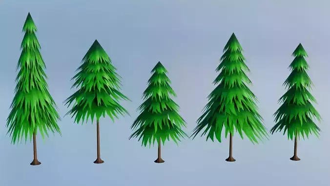 Stylized Low Poly Hand Painted Trees