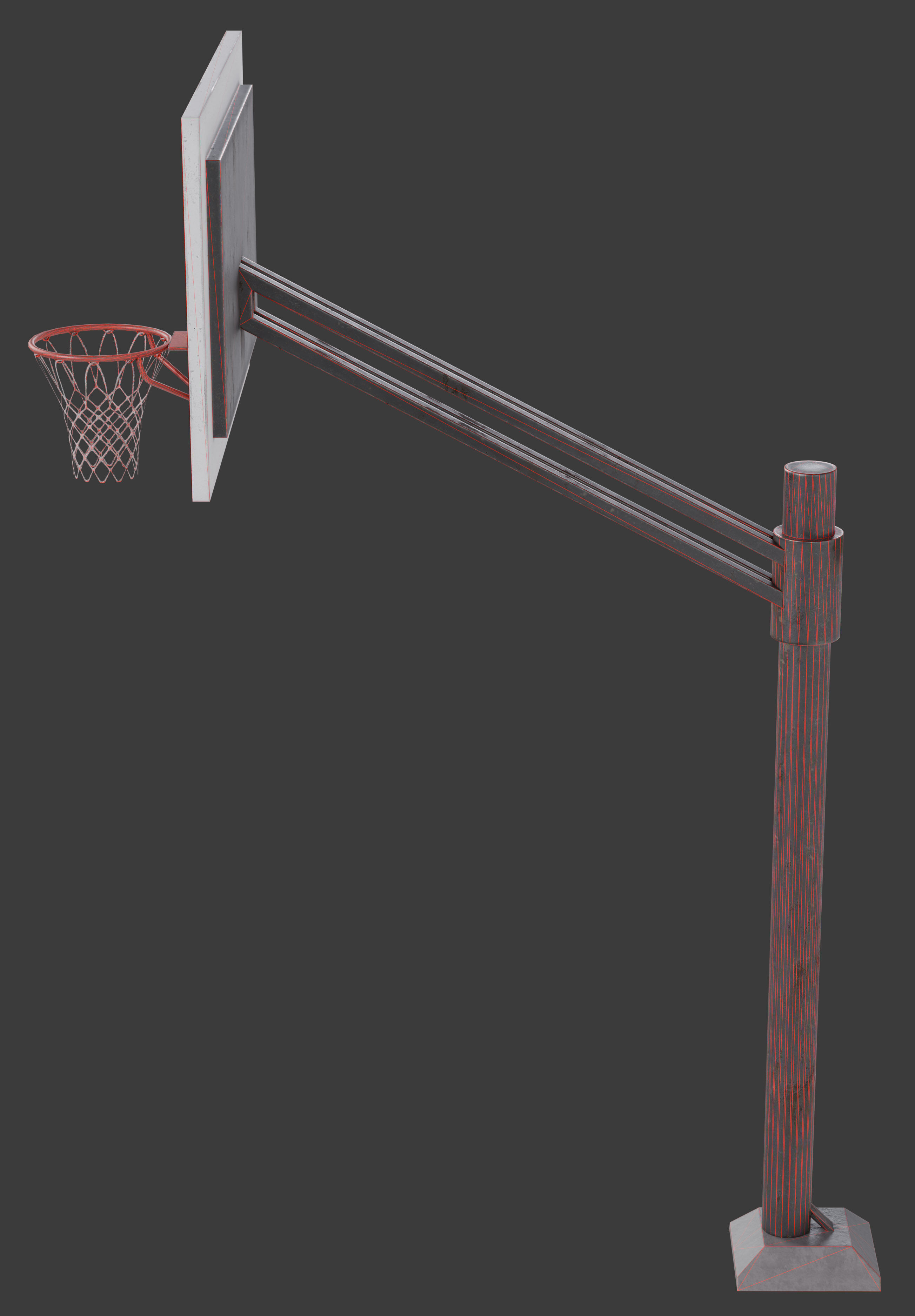 Basketball hoop Low-poly 3D model_9