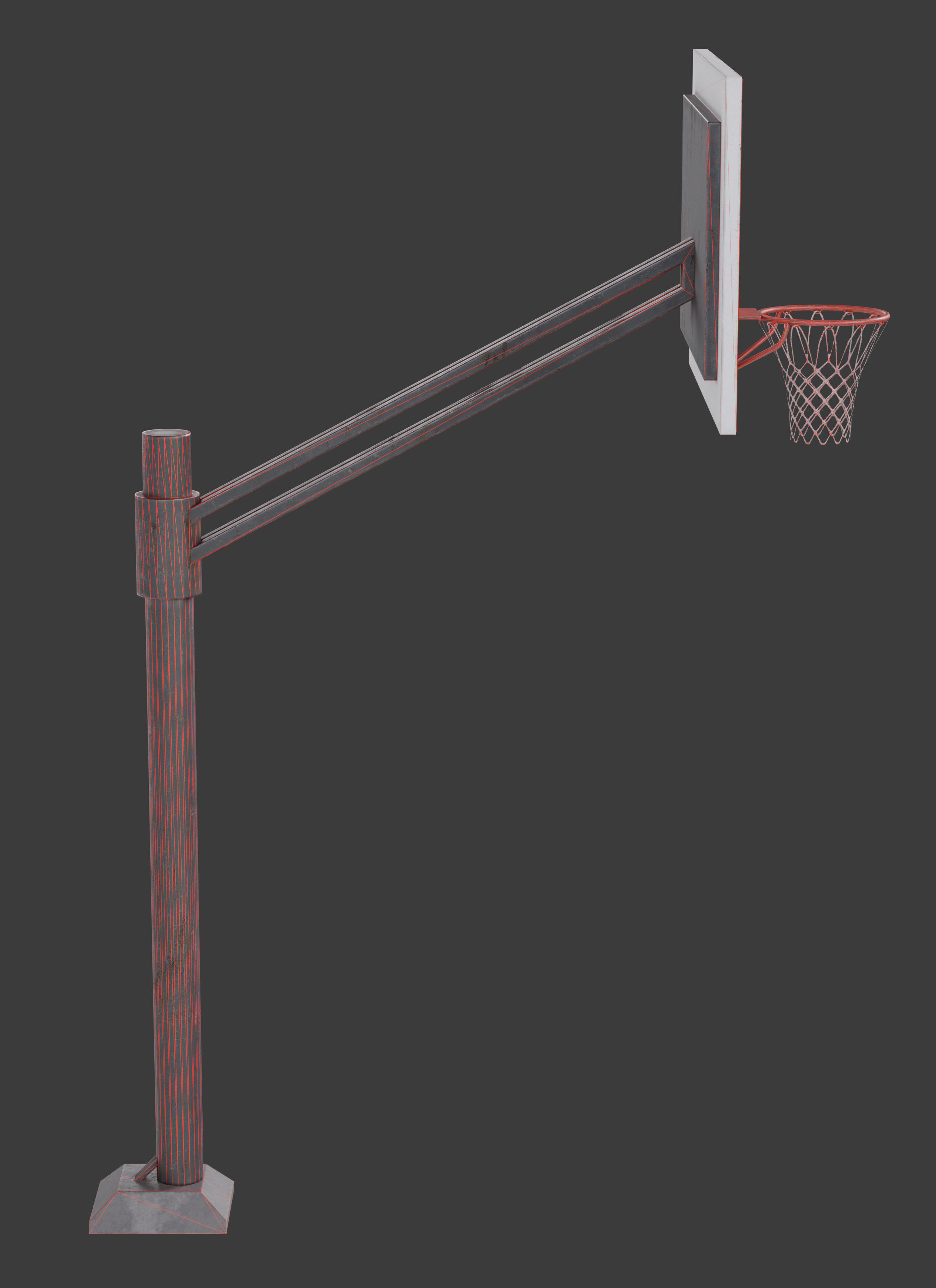 Basketball hoop Low-poly 3D model_7