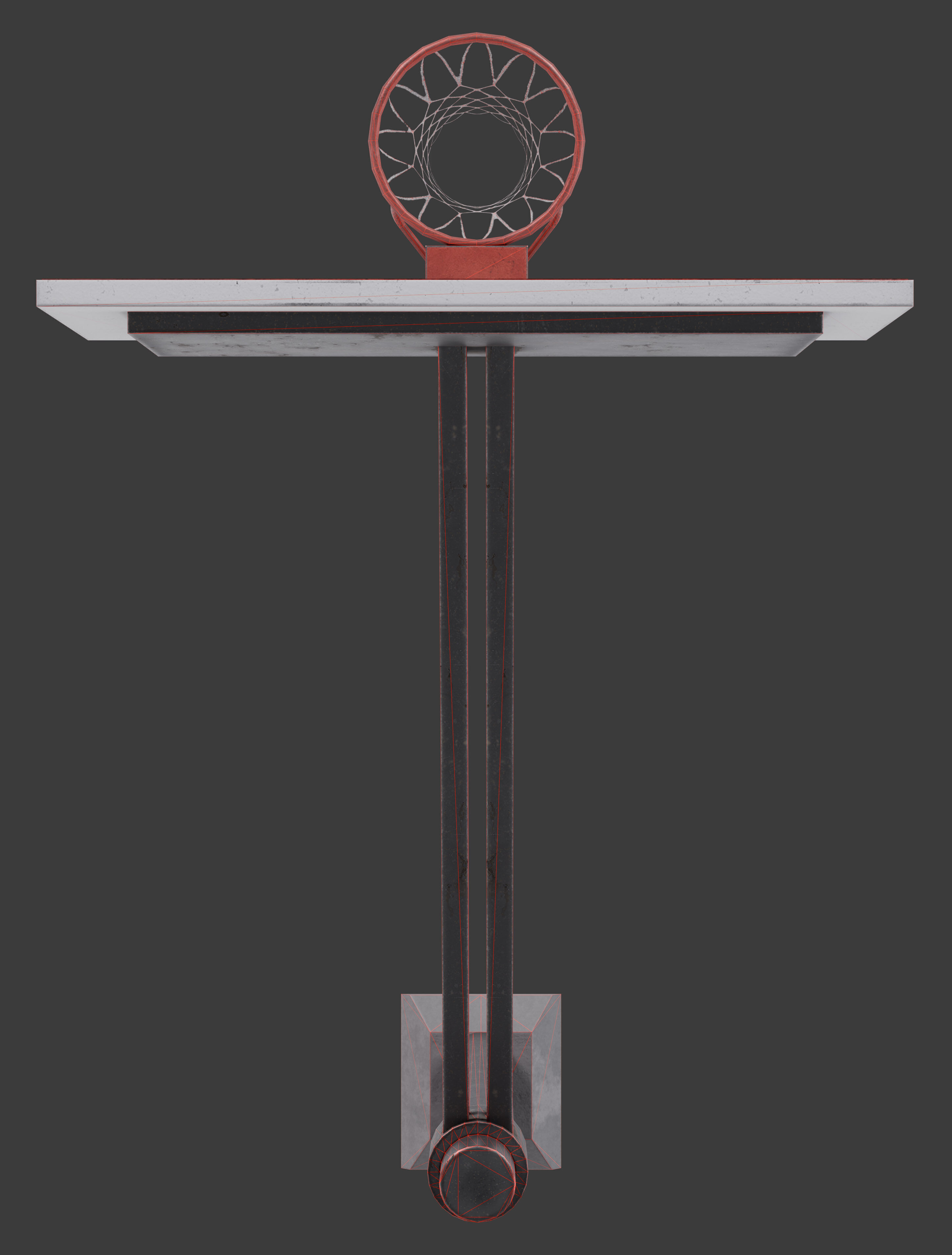 Basketball hoop Low-poly 3D model_10